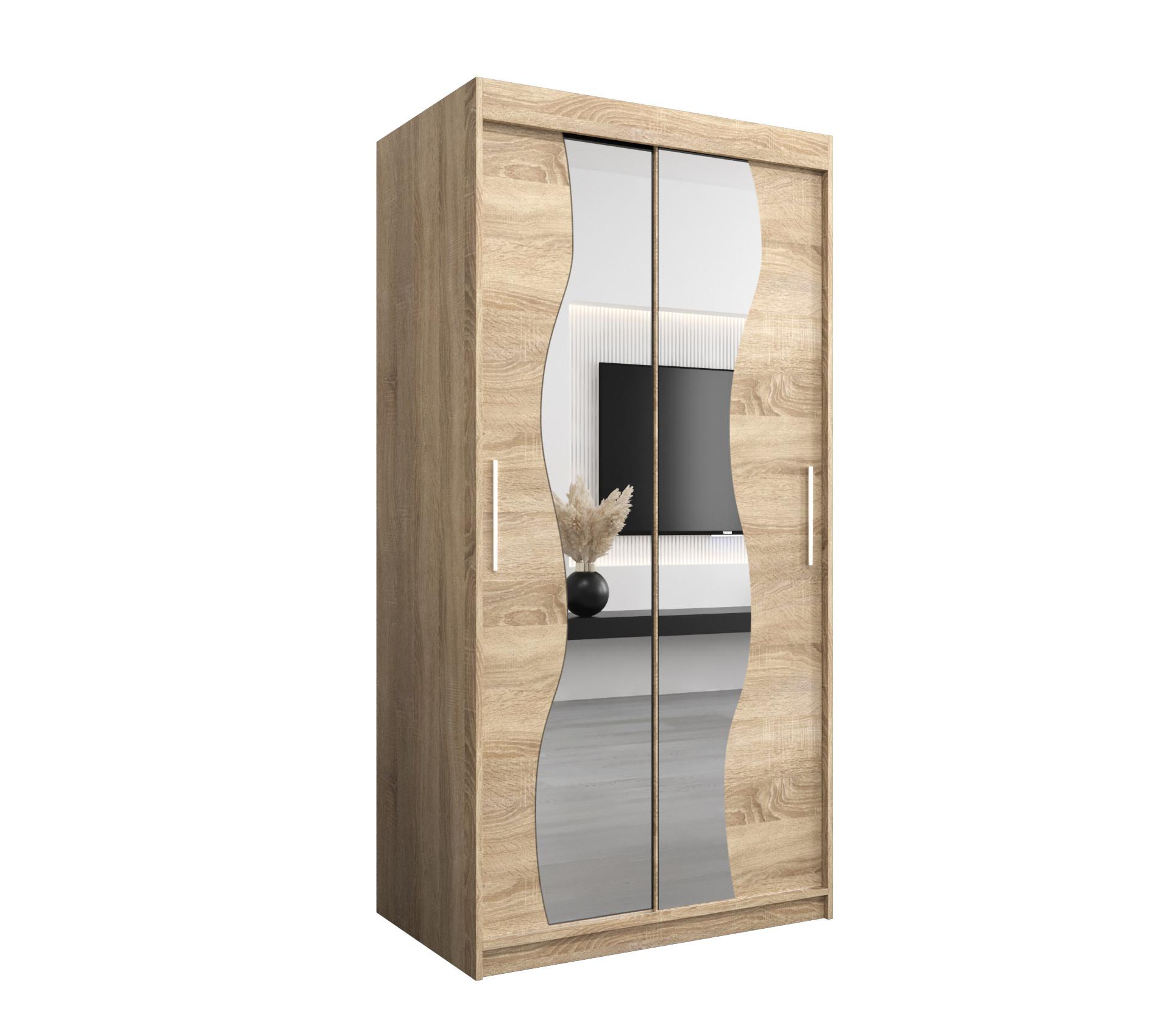 SCHWEBETÜRENSCHRANK 200/100/62 2-türig - Silberfarben/Sonoma Eiche, Holz/Kunststoff (100/200/62cm) - MÖBEL KRYSPOL