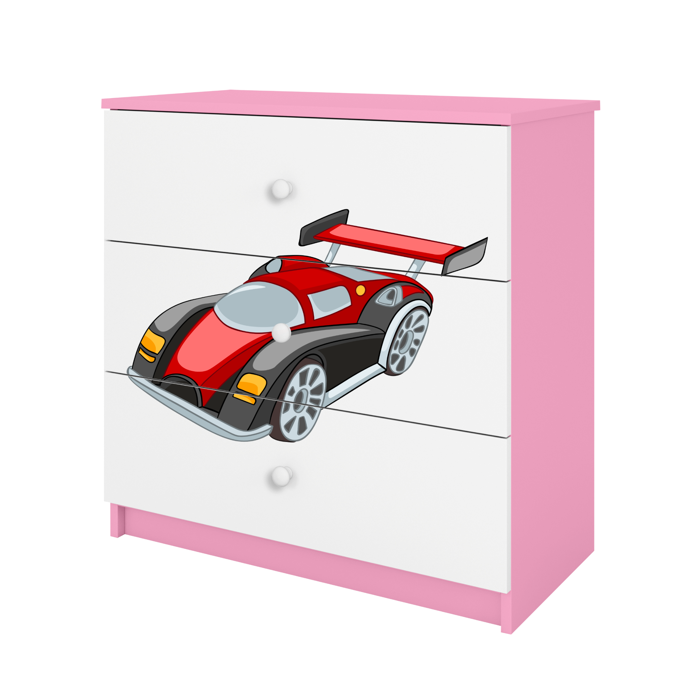KOMMODE Babydreams Rennwagen 81/81/41 - Rosa, Holzwerkstoff (81/81/41cm) - RAUMHIRSCH FURNITURE