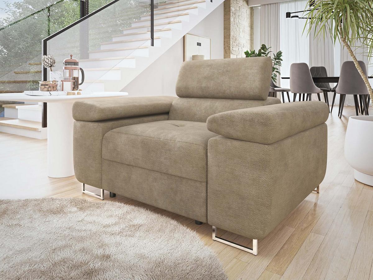 SESSEL Torezio - Sandfarben, Holz/Textil (134/90/102cm) - MIRJAN24