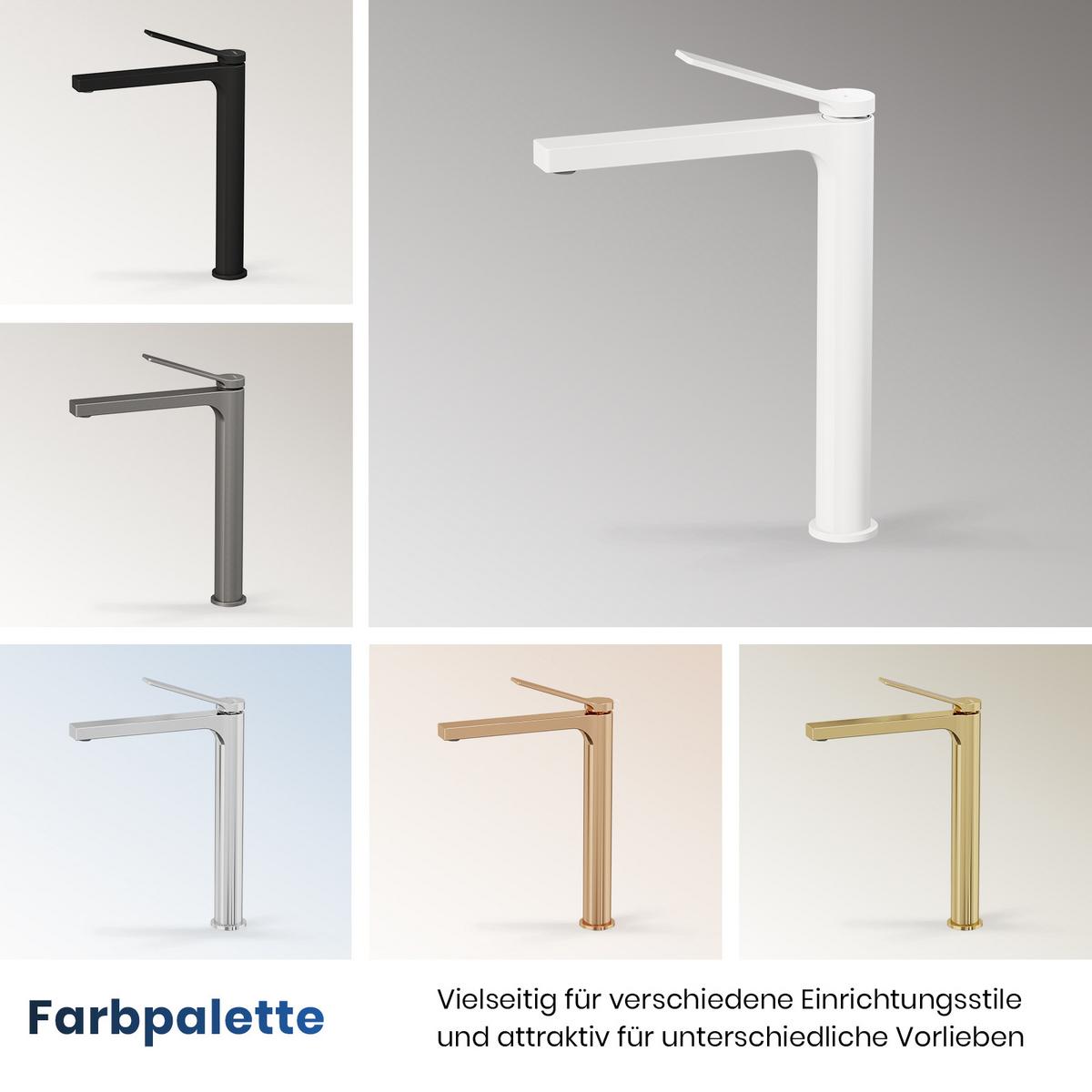 WASCHTISCHARMATUR mit Zertifiziertem Filterelement Weiß Matt Hoher Stil - Weiß, Metall (23.3/4.6/33.5cm) - EMKE