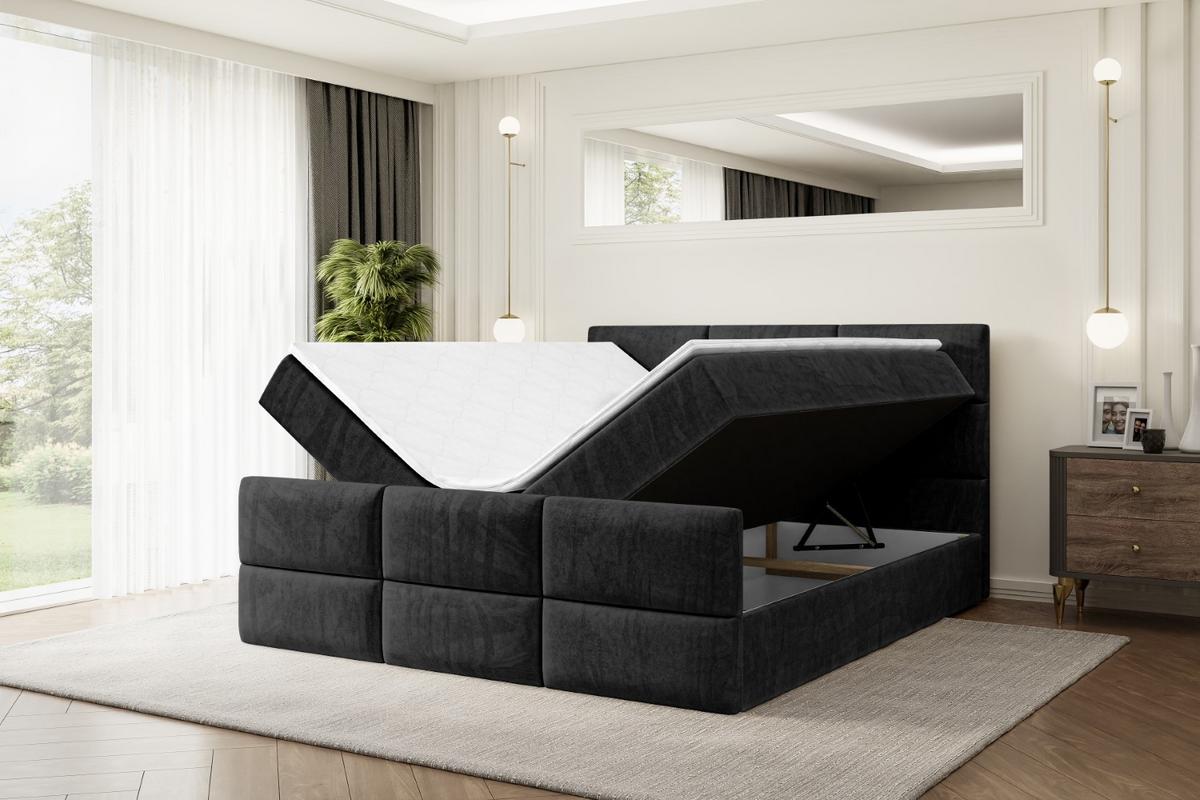BOXBETT OHIO-Z - 180x200 cm - H4 - Schwarz - Schwarz, Holzwerkstoff (180/200cm) - ALTDECOR