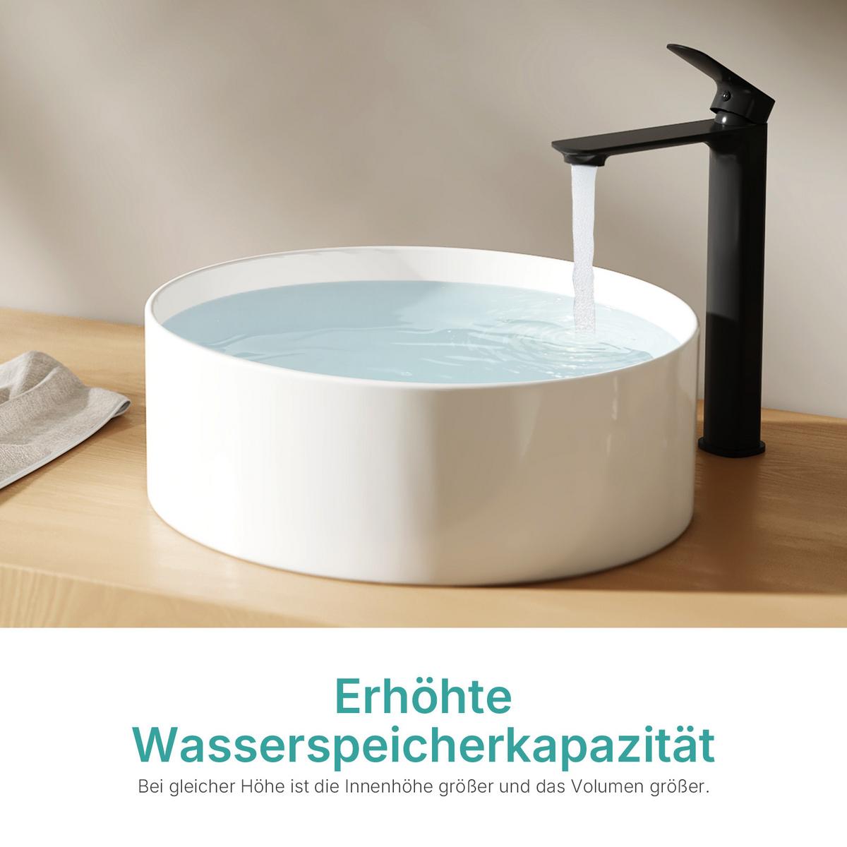 WASCHBECKEN zylindrisch Weiß Ø35,2 / 11,2 cm - Weiß, Keramik (35.2/11.2/35.2cm) - EMKE