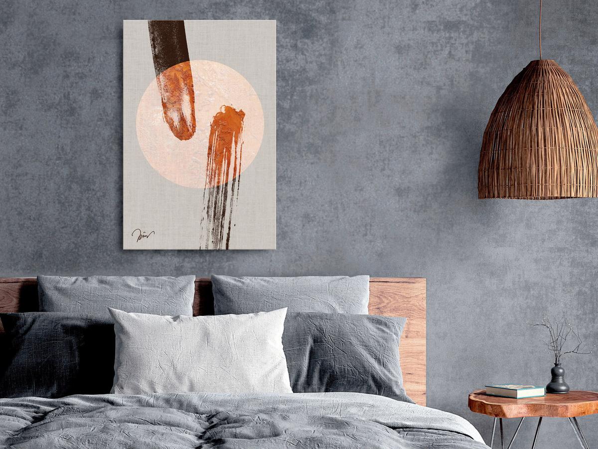 KUNSTDRUCK Grau 60/90 cm - Orange/Grau, Textil (60/90cm) - KUNSTLOFT