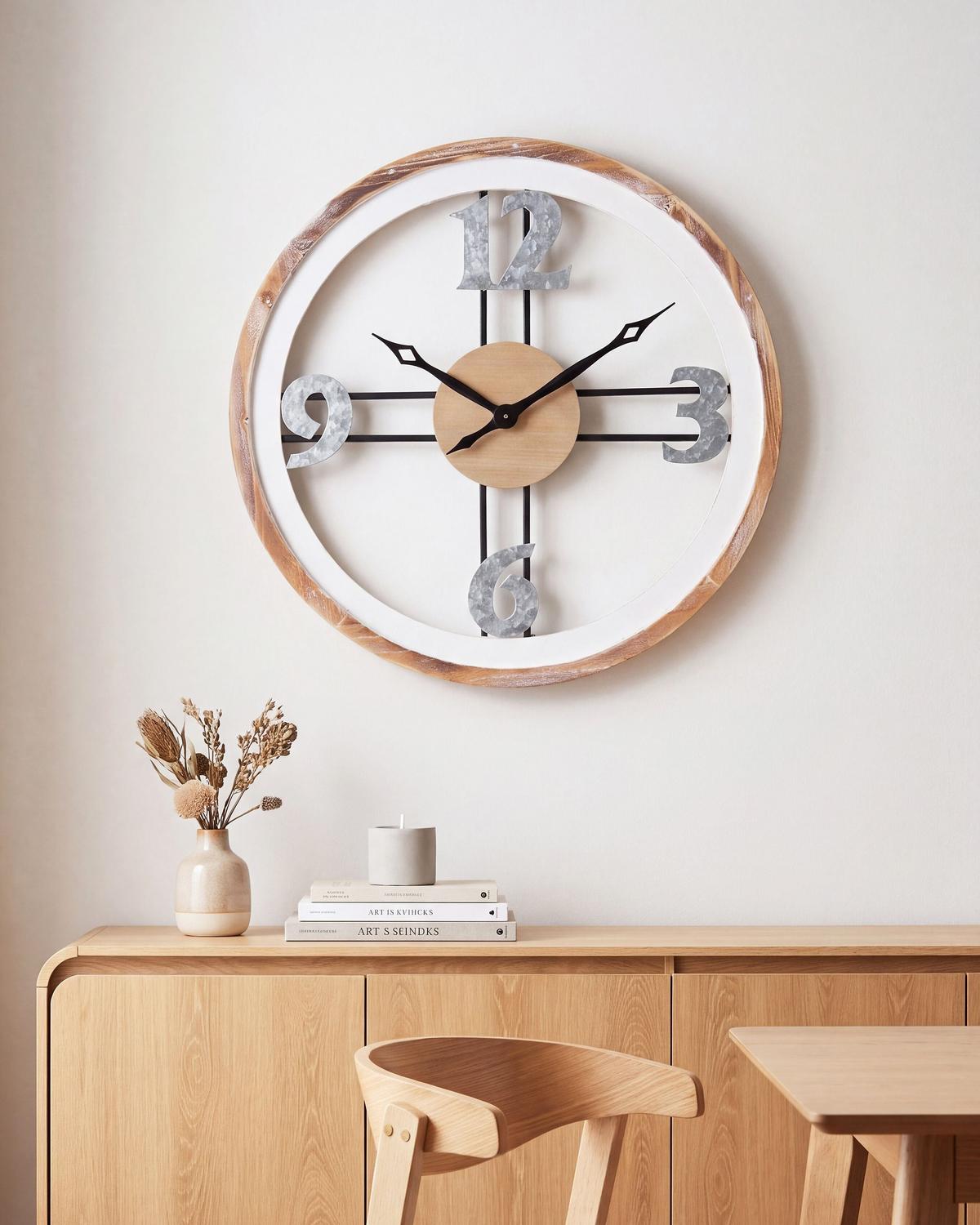 WANDUHR Hellbraun Mesillas - Hellbraun/Silberfarben, Holzwerkstoff (60/60/3cm) - Beliani