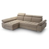 ECKSCHLAFSOFA Bianca beige links - Chromfarben/Beige, Textil (264/165cm) - Beautysofa