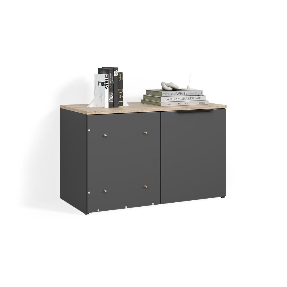 ECKKOMMODE Piave Anthrazit Eck Kommode mit Tür - Anthrazit, Holzwerkstoff (80/50/40cm) - Livinity®