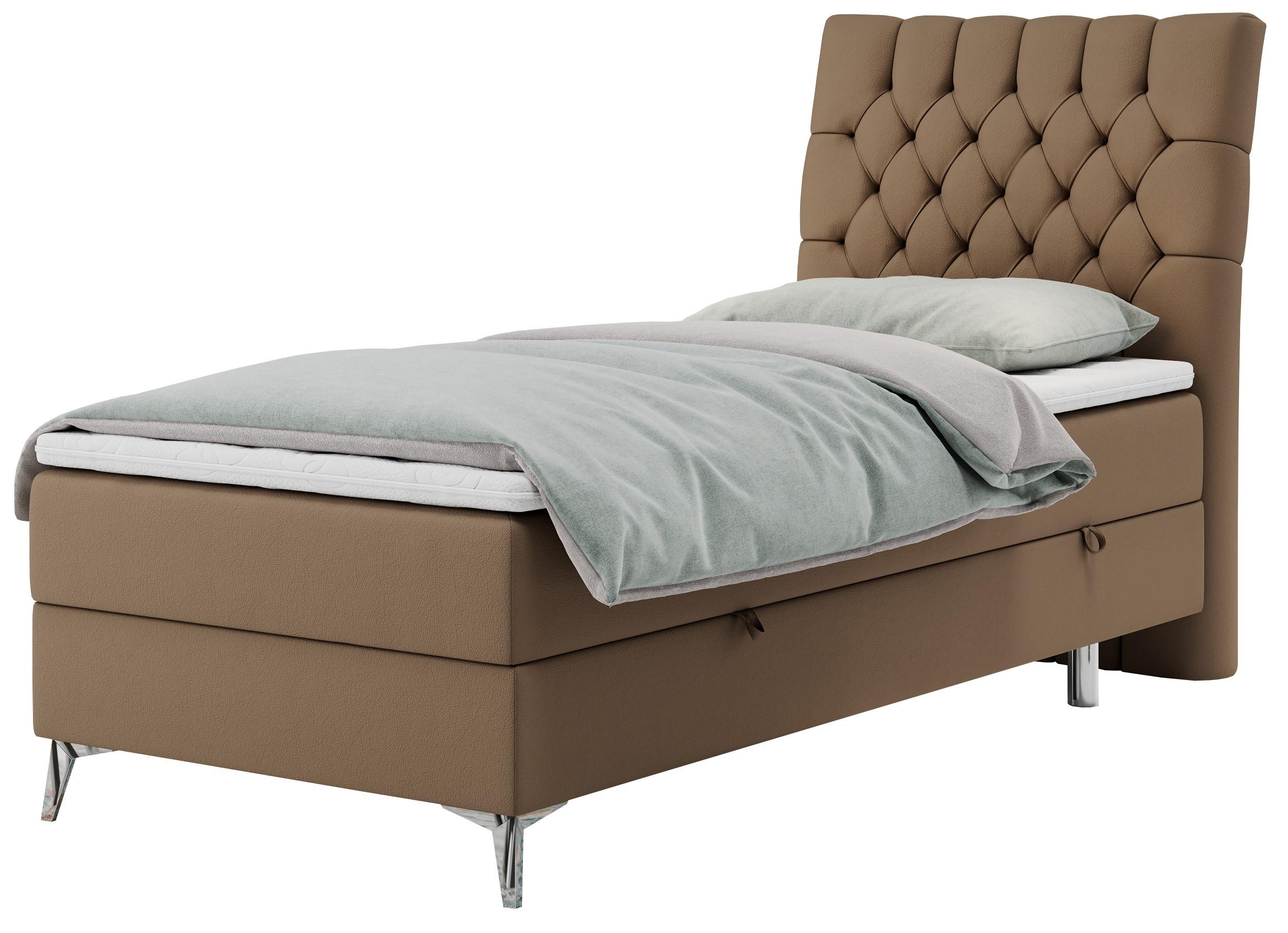 BOXBETT MILEN 90/200 Braun Kunstleder - H3 - Rechts Seite - Braun, Holz/Textil (90/200cm) - MKS