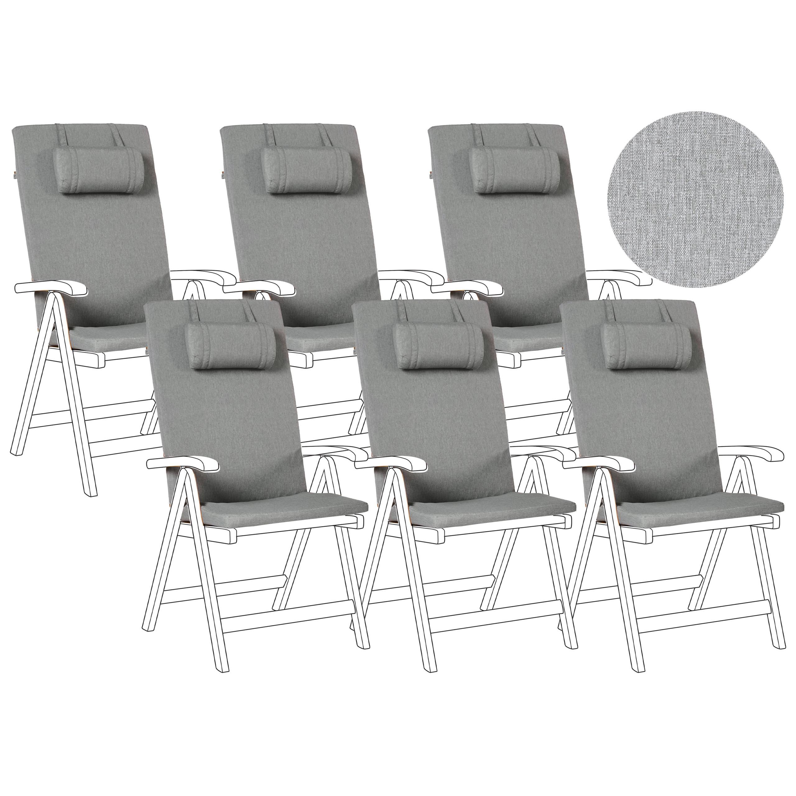 OUTDOOR-SITZKISSEN 6er-Set Grau meliert 50/45 cm Java/Amantea Premium - Grau, Textil (71/71/50cm) - Beliani