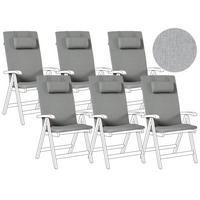 OUTDOOR-SITZKISSEN 6er-Set Grau meliert 50/45 cm Java/Amantea Premium - Grau, Textil (71/71/50cm) - Beliani