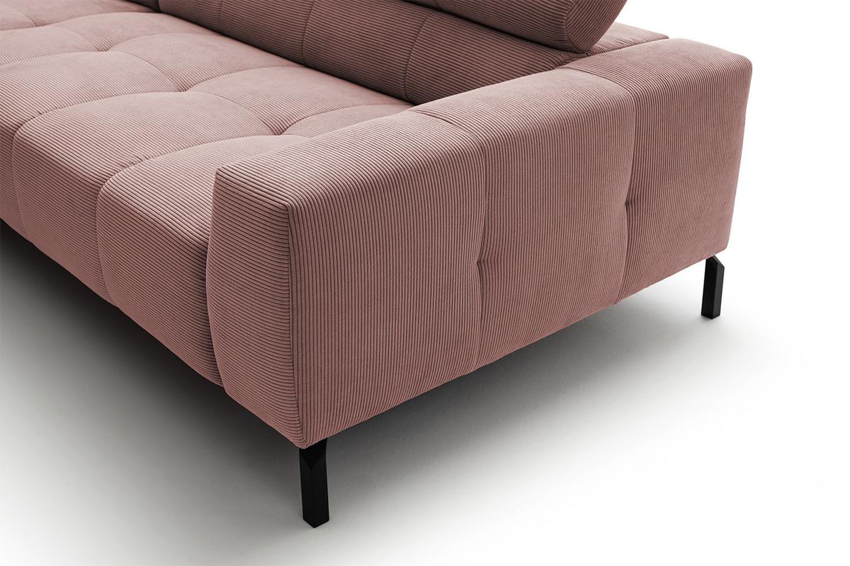 ECKSOFA MIT MOTORISCHEM SITZVORZUG OHIO Pink Cord Relaxfunktion - Schwarz/Rosa, Textil/Metall (311/219cm) - KAWOLA