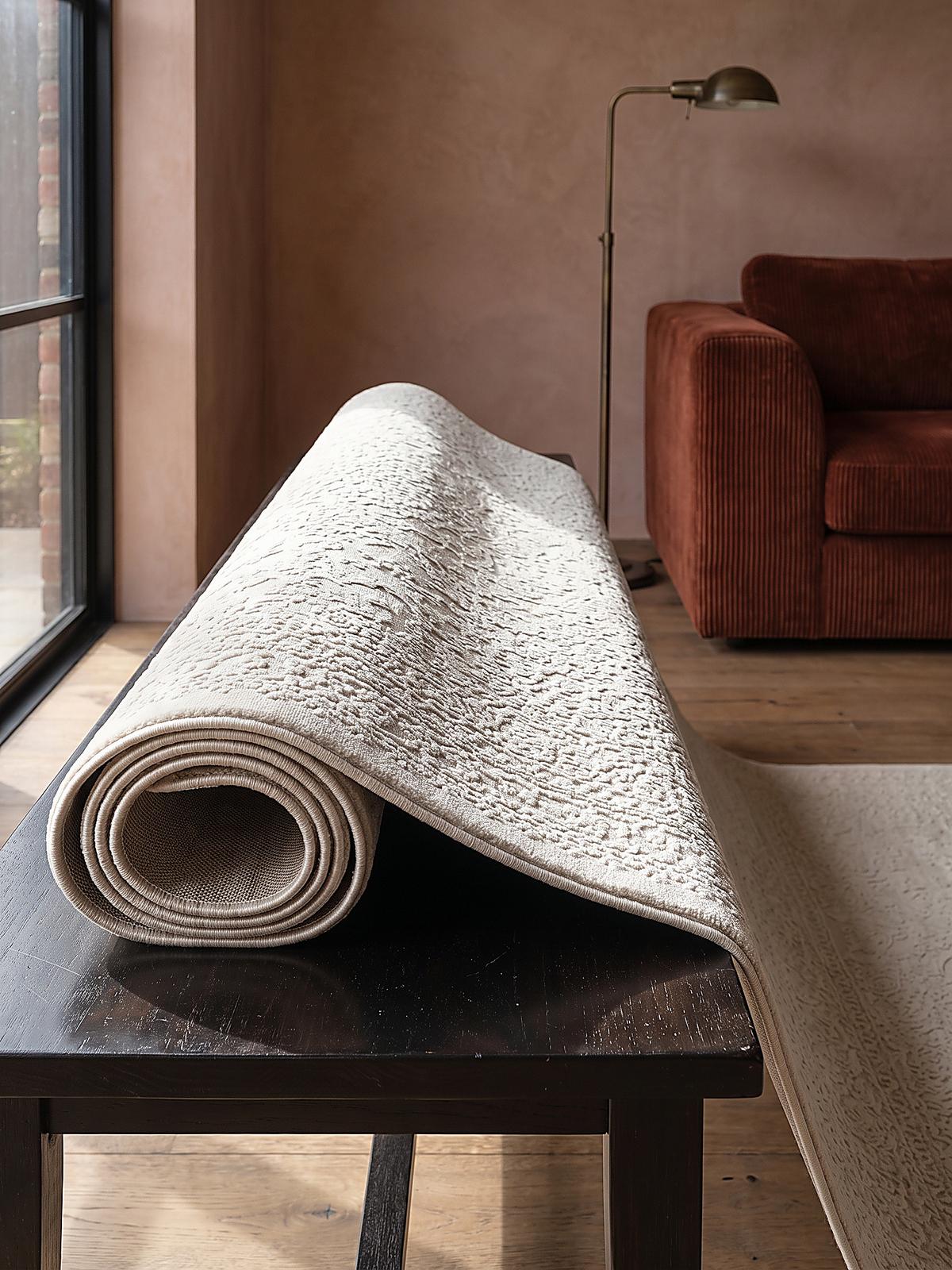 TEPPICHLÄUFER Uni KASOS Polyester Creme 80 x 150 cm - Beige, Textil (80/150cm) - KADIMA DESIGN