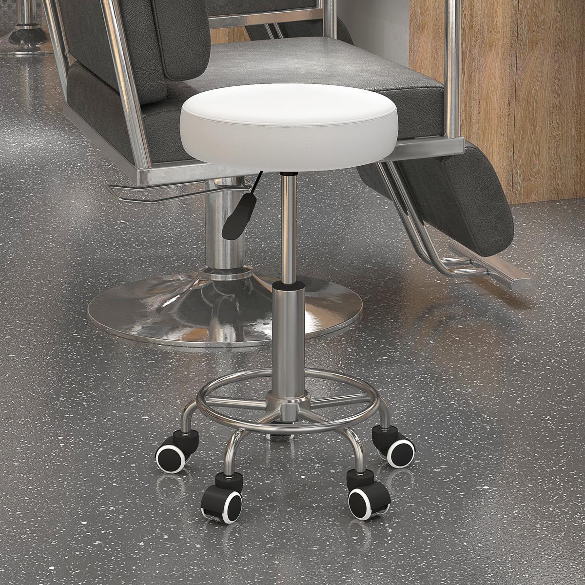 SALONSTUHL Kunstleder Schaumstoff Weiß - Chromfarben/Weiß, Kunststoff/Metall (42/64/42cm) - Vinsetto