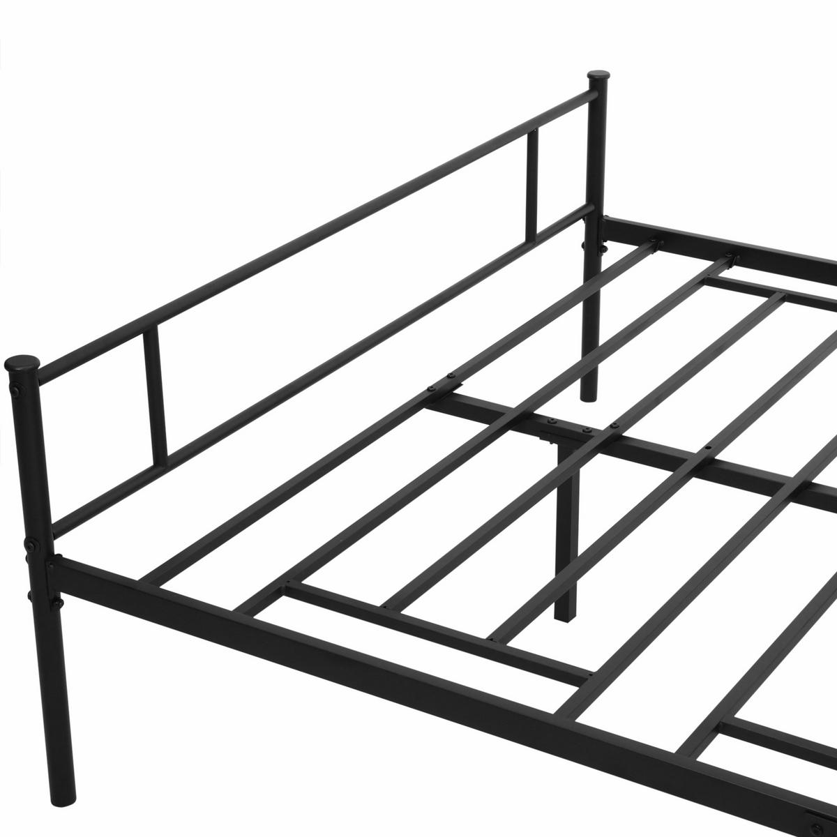 BETT 140 x 200 cm Stahl mit Lattenrost, Unterbettaufbewahrung, Kopf- und Fußteil - Schwarz, Metall (140/200cm) - HOMCOM