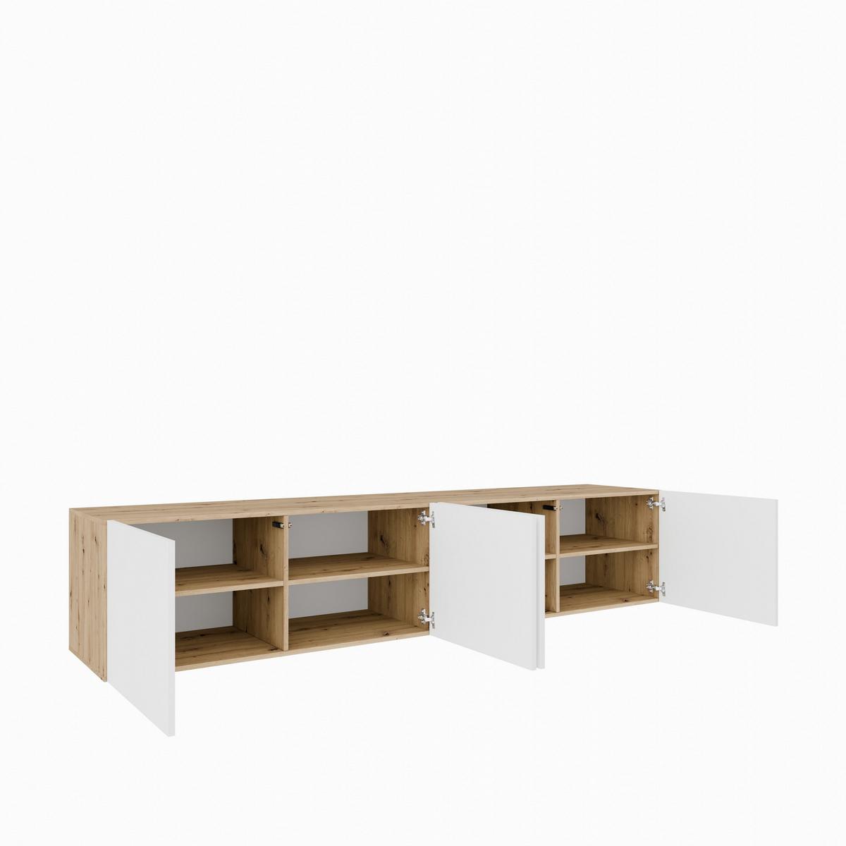 LOWBOARD MIVO 200/41/40 cm, Hängender TV-Schrank Eiche Artisan - Weiß/Eiche Artisan, Holzwerkstoff (200/41/40cm) - MASSENO