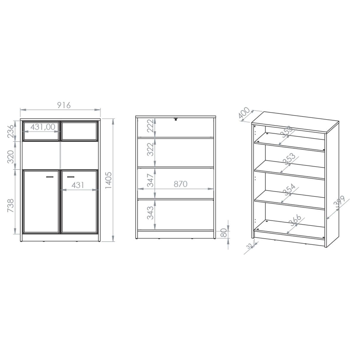 VITRINE Kaius Kaschmir und Dunkles Holz - Kaschmir, Holzwerkstoff (91.6/140.5/40cm) - Petits-meubles