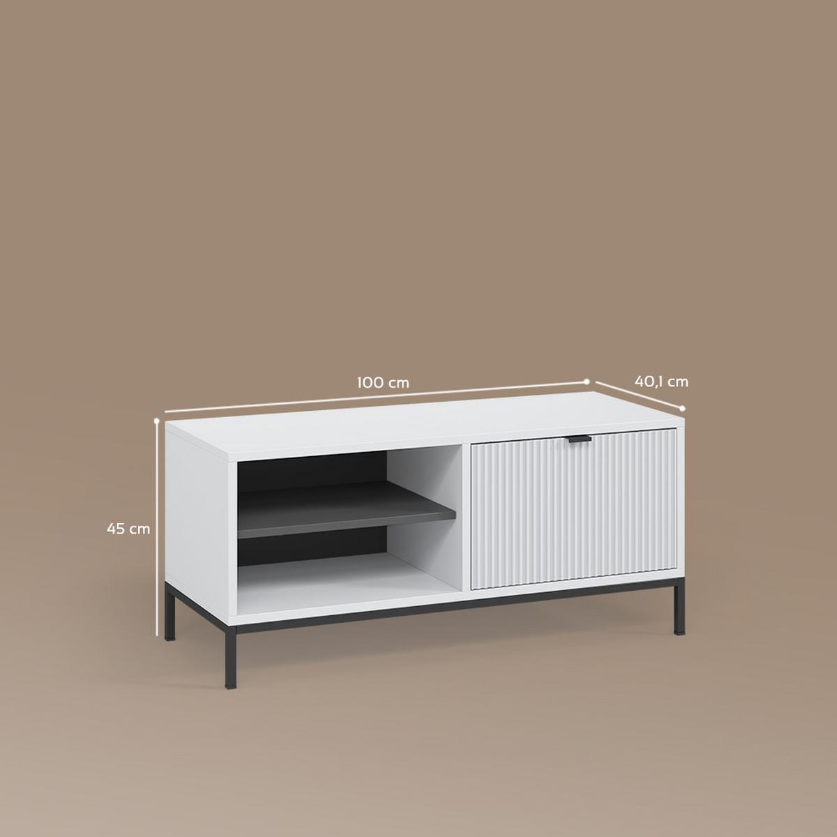 SCHUHSCHRANK Aterno Weiß 100 x 45 cm mit Klapptür - Weiß, Holzwerkstoff (100/45/40cm) - Livinity®