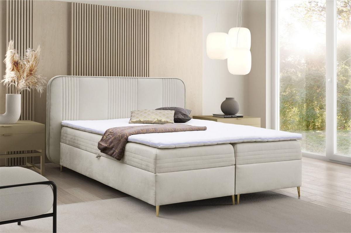 BOXBETT Alize - Creme, Holzwerkstoff/Textil (200/200cm) - Fun Möbel