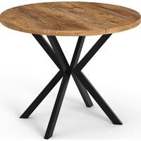 ESSTISCH Valeo runder ausziehbarer, Lefkas Eiche 100-180/100/76 cm - Alteiche/Schwarz, Holzwerkstoff/Metall (180/100/76cm) - WFL GROUP