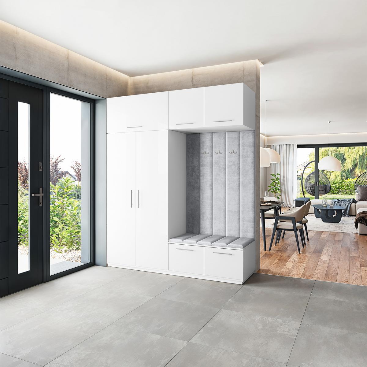 GARDEROBENSCHRANK REMA 200/240/60 cm Modern Weiß - Hellgrau/Weiß, Holzwerkstoff (200/240/60cm) - MASSENO