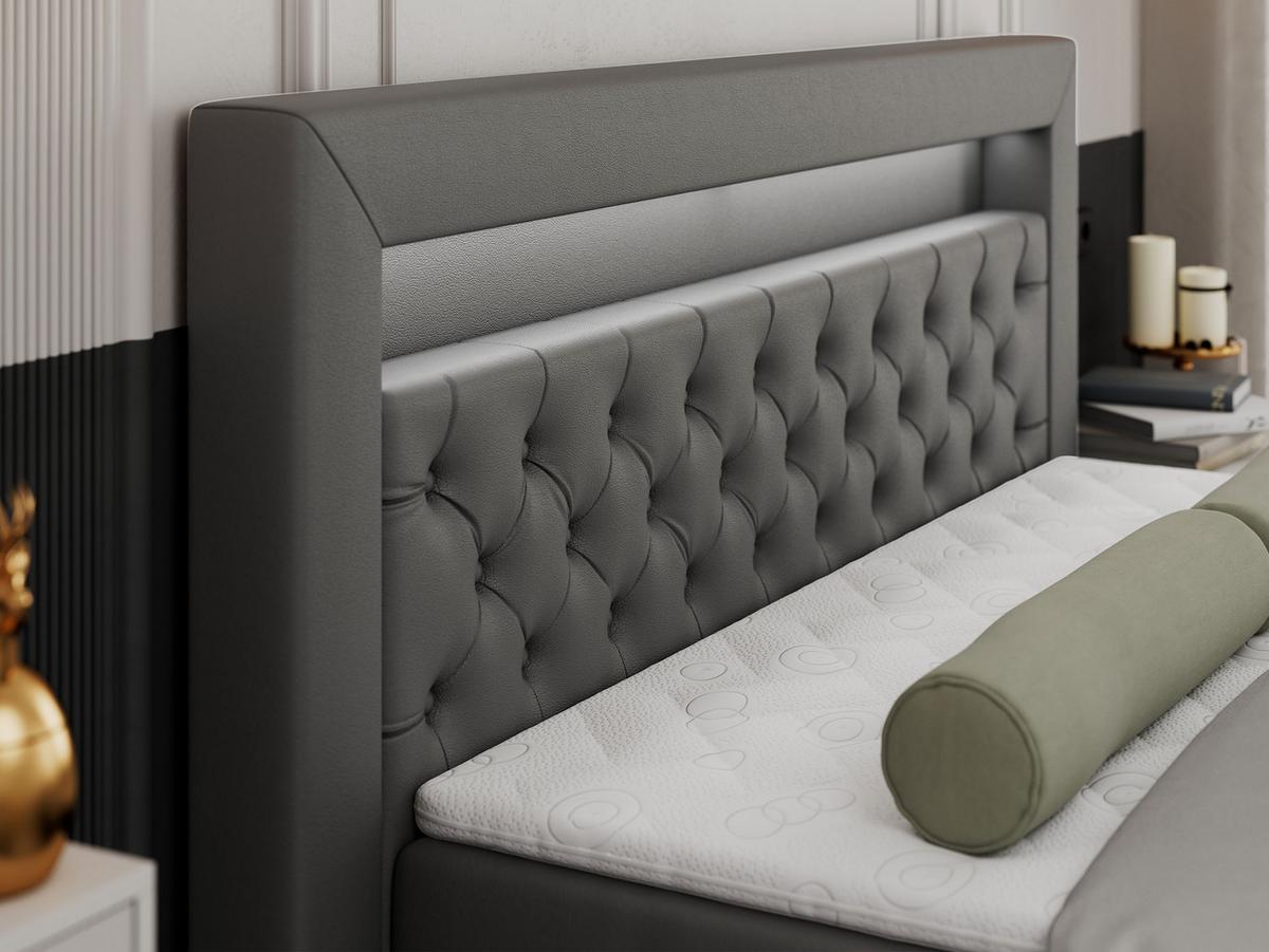BOXBETT GOLD-9 LED 200/200 Dunkelgrau Kunstleder - H4 - Dunkelgrau, Holz/Textil (200/200cm) - MKS