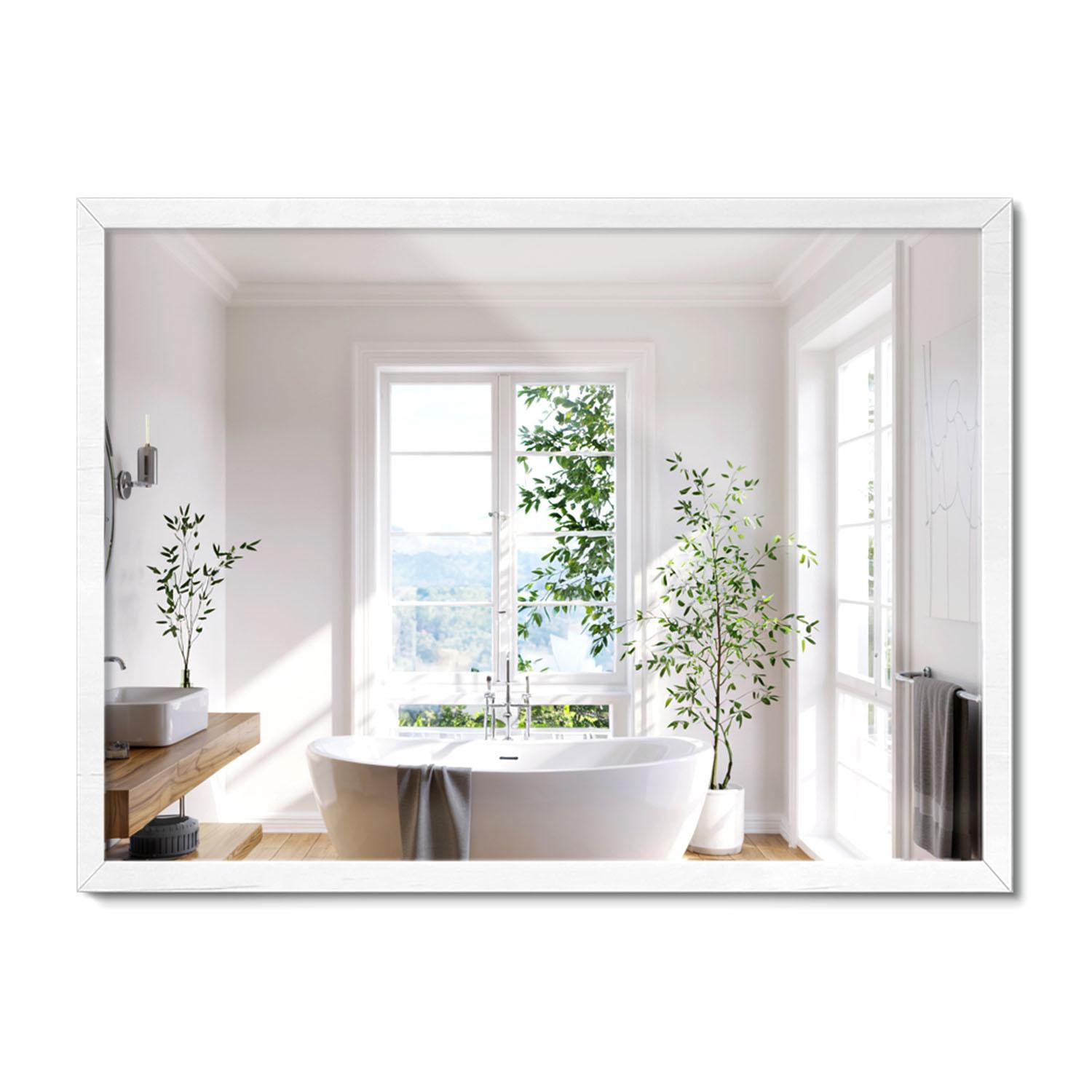 SPIEGEL 80x60cm Weißer Rahmen - Weiß, Glas (80/60/0.4cm) - Wallfluent