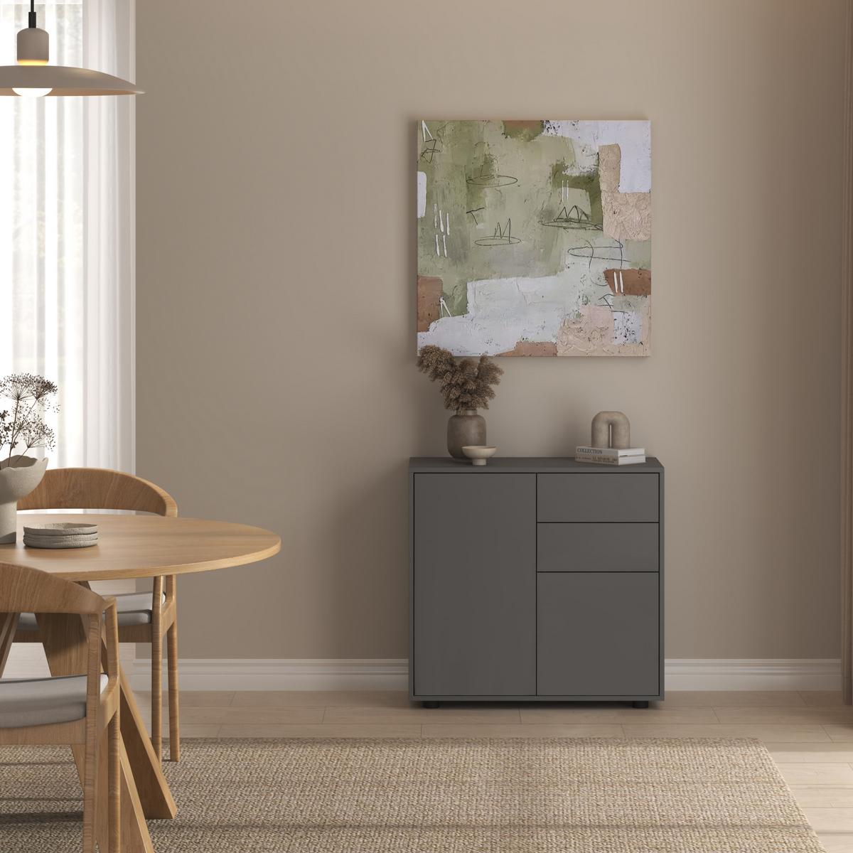 SIDEBOARD Paarl - Dunkelgrau, Holzwerkstoff (79/74/36cm) - [en.casa]