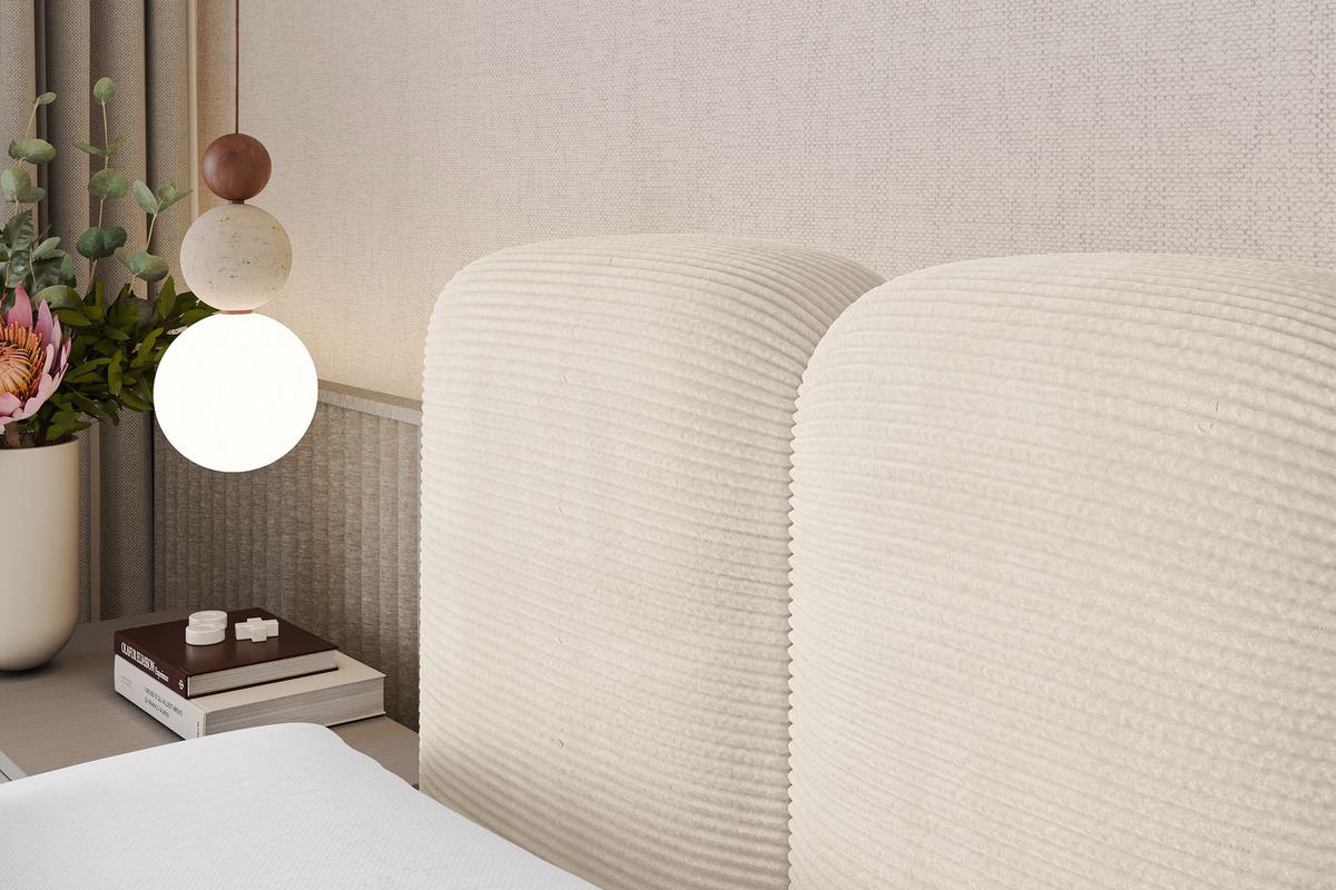 BOXBETT mit Matratze H3|H4 und Lattenrost - NINA-Z KING - 200x200 cm Poso - Beige - Ecru, Holzwerkstoff (200/200cm) - ALTDECOR