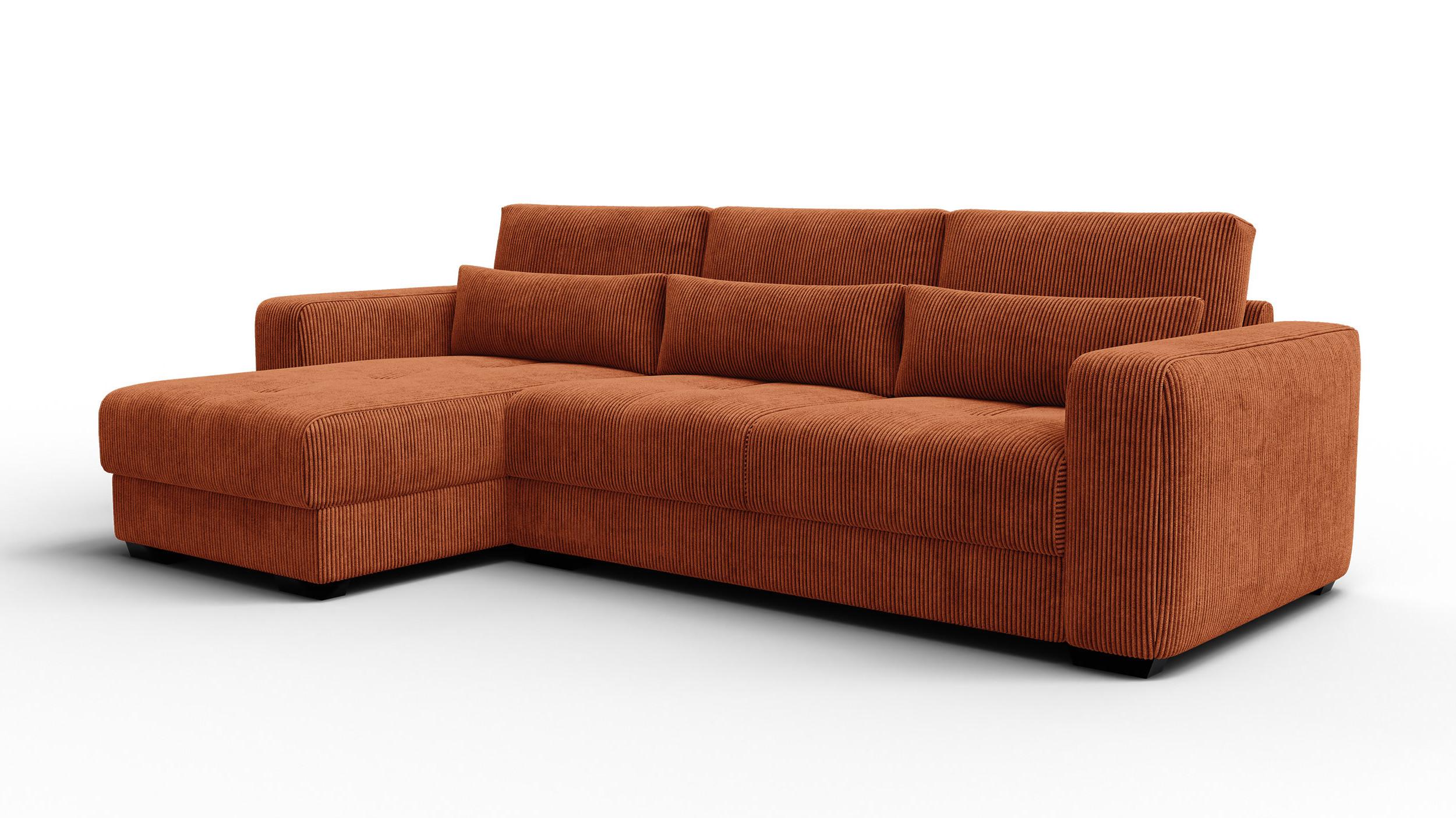 ECKSOFA OLI 4-Sitzer links, orange - Orange, Holz/Textil (295/172cm) - Wozimo