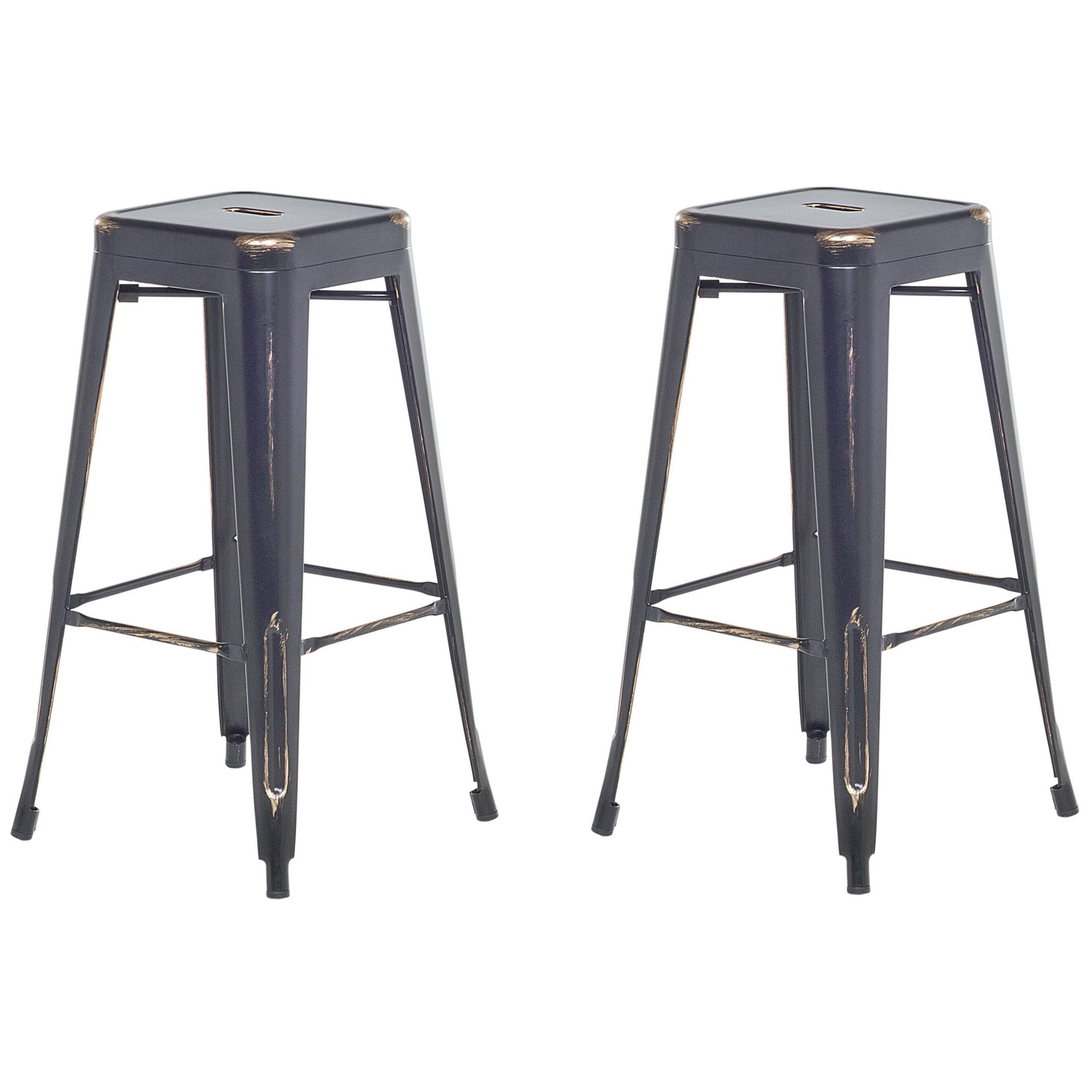 BARHOCKER 2er-Set Metall Schwarz Cabrillo - Schwarz, Metall (30/76/36cm) - Beliani