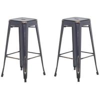 BARHOCKER 2er-Set Metall Schwarz Cabrillo - Schwarz, Metall (30/76/36cm) - Beliani