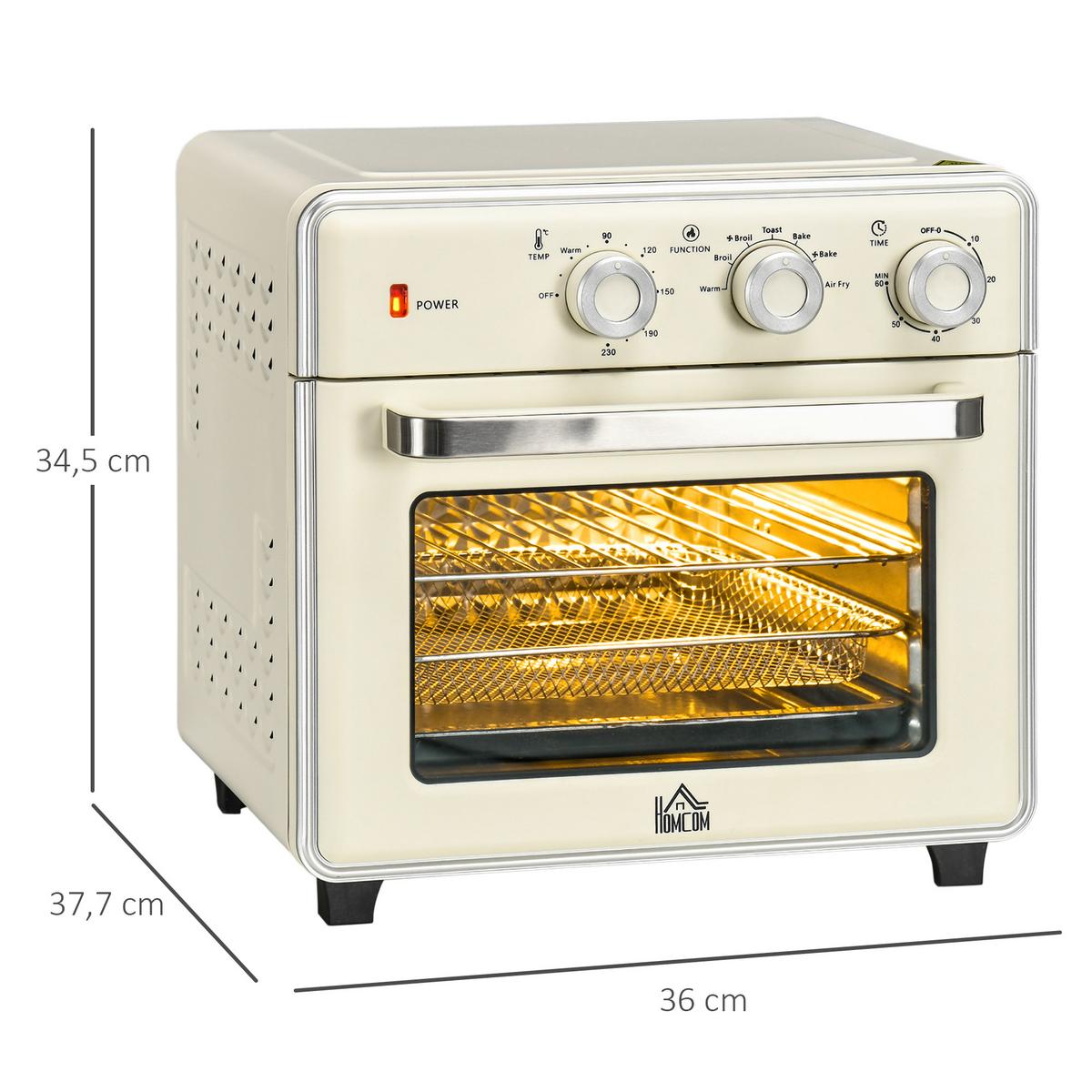 MINIBACKOFEN Stahl Kunststoff Cremeweiß Silber - Creme, Metall (36/37.7/34.5cm) - HOMCOM