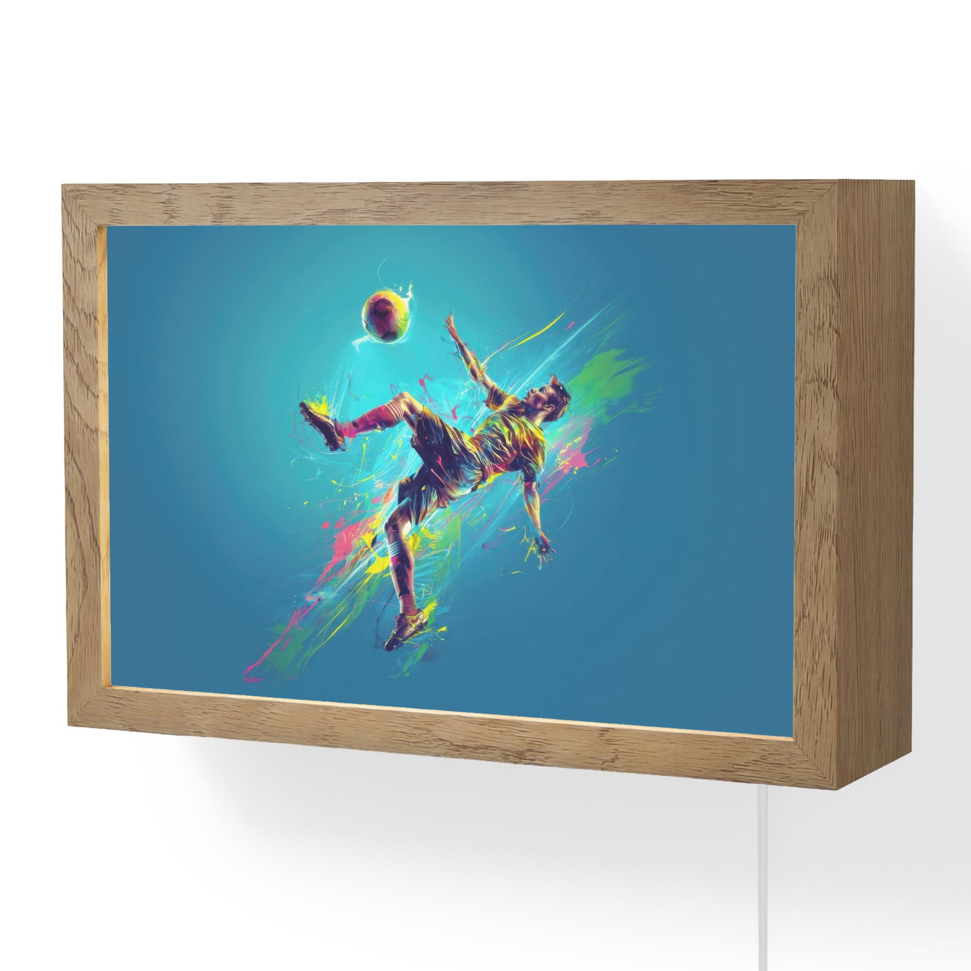 WANDLEUCHTE Fußballer - Farbspritzer - Farbenfroh - Ball 30x20 cm - Blau, Holzwerkstoff (30/20/8cm) - OnlyWow