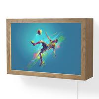 WANDLEUCHTE Fußballer - Farbspritzer - Farbenfroh - Ball 30x20 cm - Blau, Holzwerkstoff (30/20/8cm) - OnlyWow