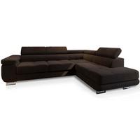 ECKSOFA SELVA R-S Braun Velours-Stoff mit Schlaffunktion - Silberfarben/Braun, Holz/Holzwerkstoff (275/202cm) - MASSENO
