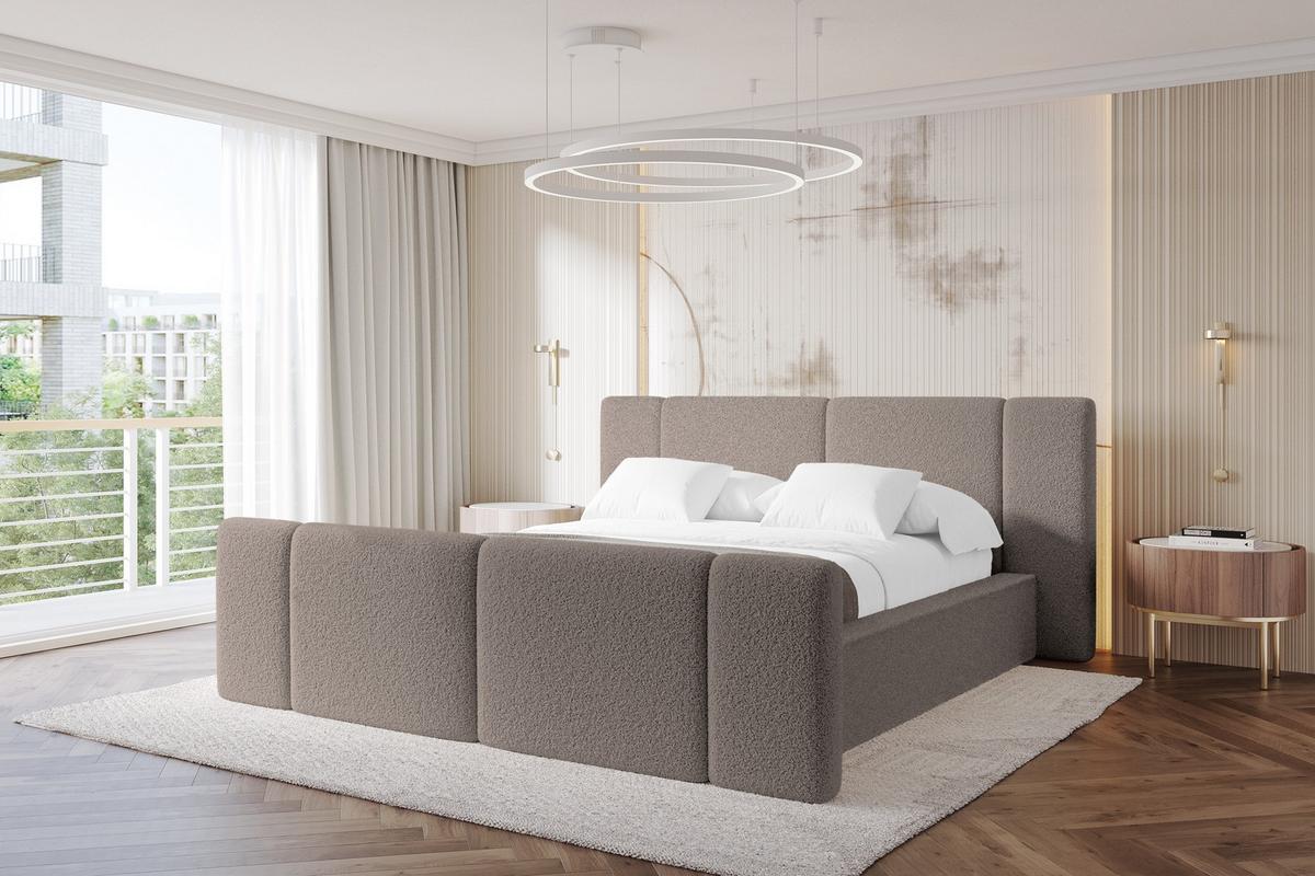 POLSTERBETT mit Bettkasten, Fußteil und Lattenrost, Bett mit Matratze H3/H4 - RIVO-Z 180x200 Braun - Braun, Holzwerkstoff/Textil (180/200cm) - ALTDECOR