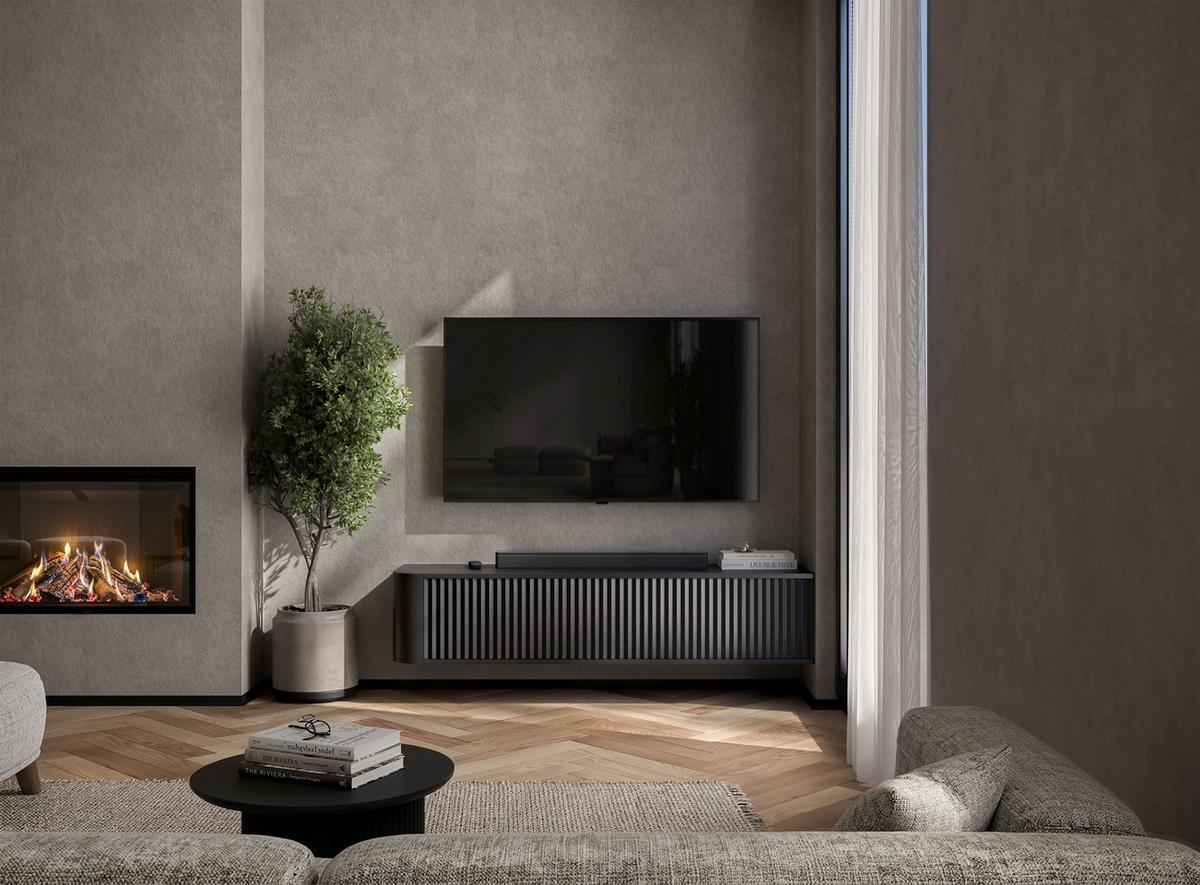 TV-LOWBOARD Aurora Schwarz matt 140 cm - Schwarz, Holzwerkstoff (140/30/35cm) - Meble Lindner
