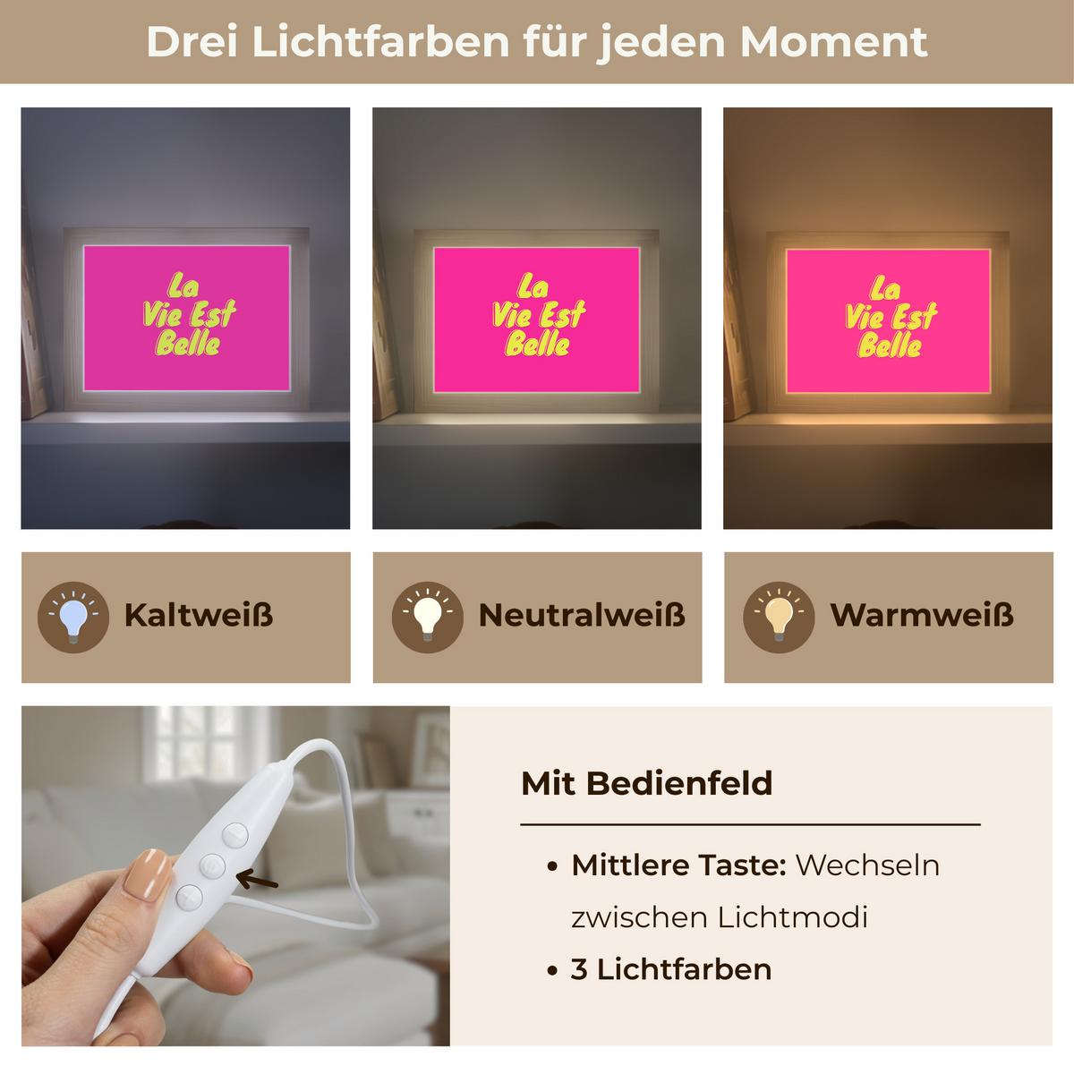 WANDLEUCHTE Zitat - Retro - Rosa 20x15 cm - Pink, Holzwerkstoff (20/15/8cm) - OnlyWow
