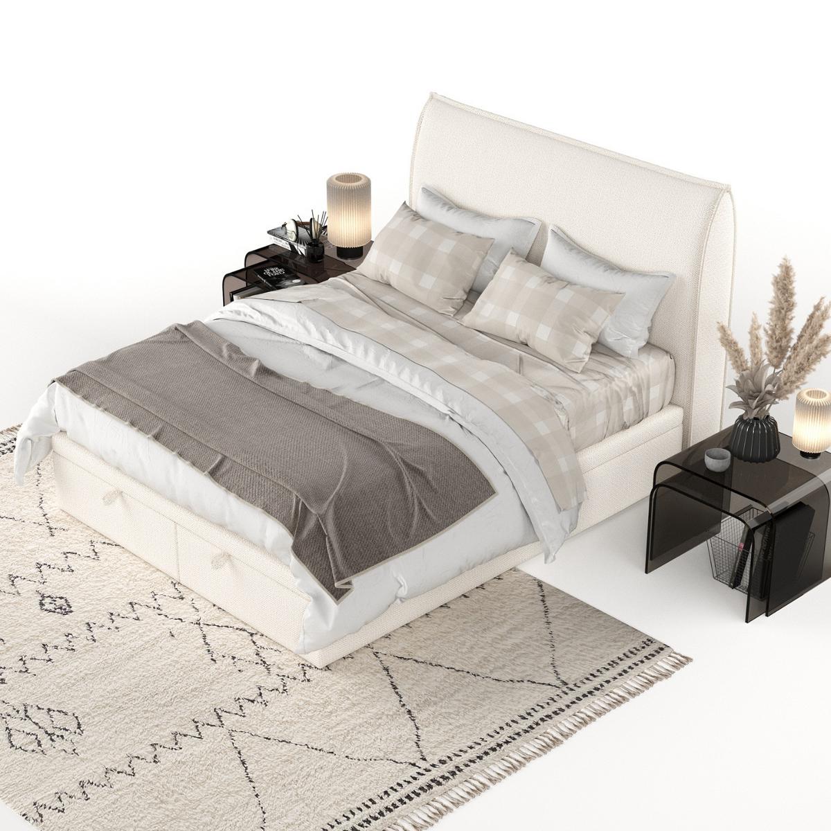 POLSTERBETT Tuvalu mit Stauraum 160/200 cm Creme im Alta Stoff - Creme/Schwarz, Holz/Holzwerkstoff (160/200cm) - AltaBeds
