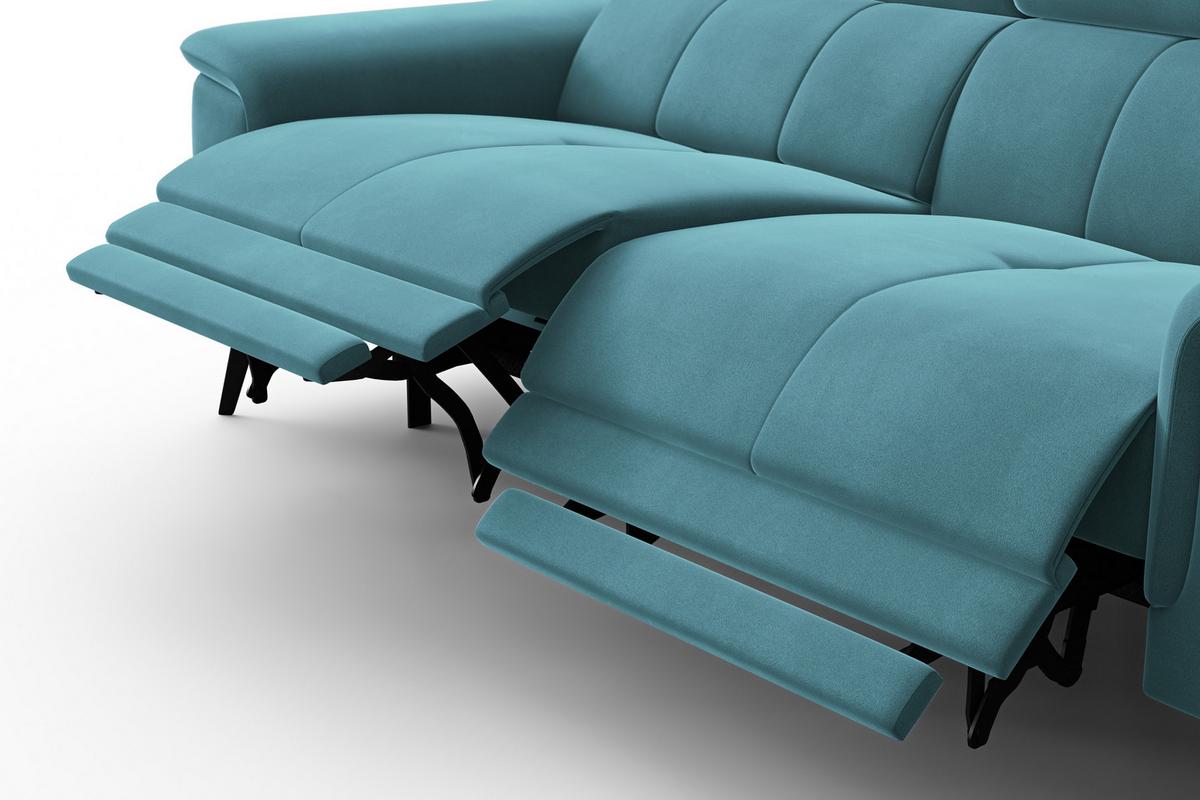 SOFA RELAX FIERO 3-Sitzer, Minter Veloursstoff - Schwarz/Mintgrün, Holz/Textil (212/82/103cm) - Courtois Laville