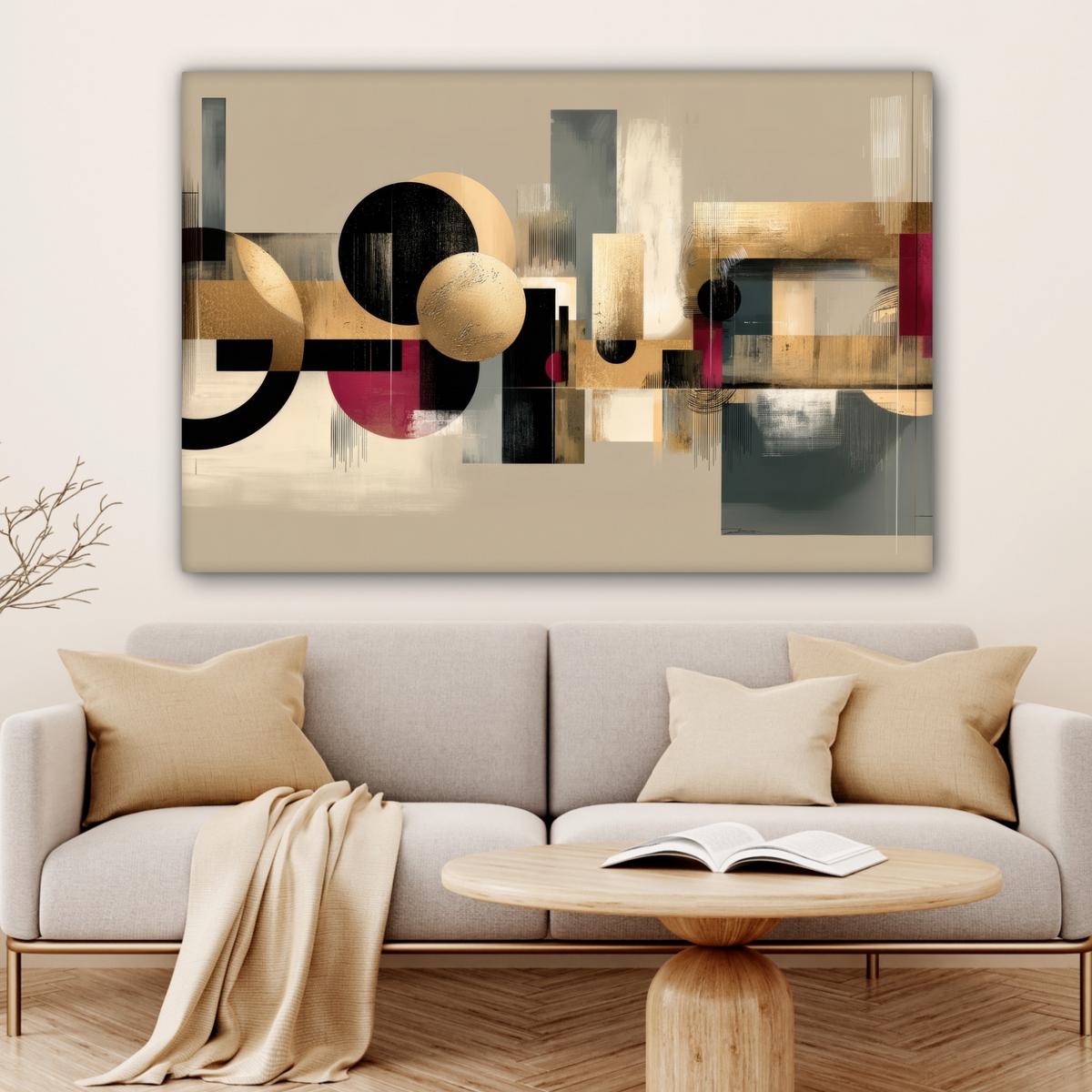 LEINWANDBILD Abstrakt - Formen - Beige - Texturen Groß 140x90 cm - Beige, Textil (140/90cm) - MuchoWow