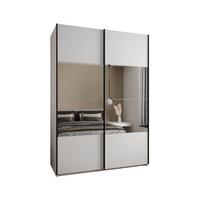SCHWEBETÜRENSCHRANK 245,5/180/64 2-türig - Schwarz/Weiß, Holz/Metall (180/245/64cm) - Abiks Möbel