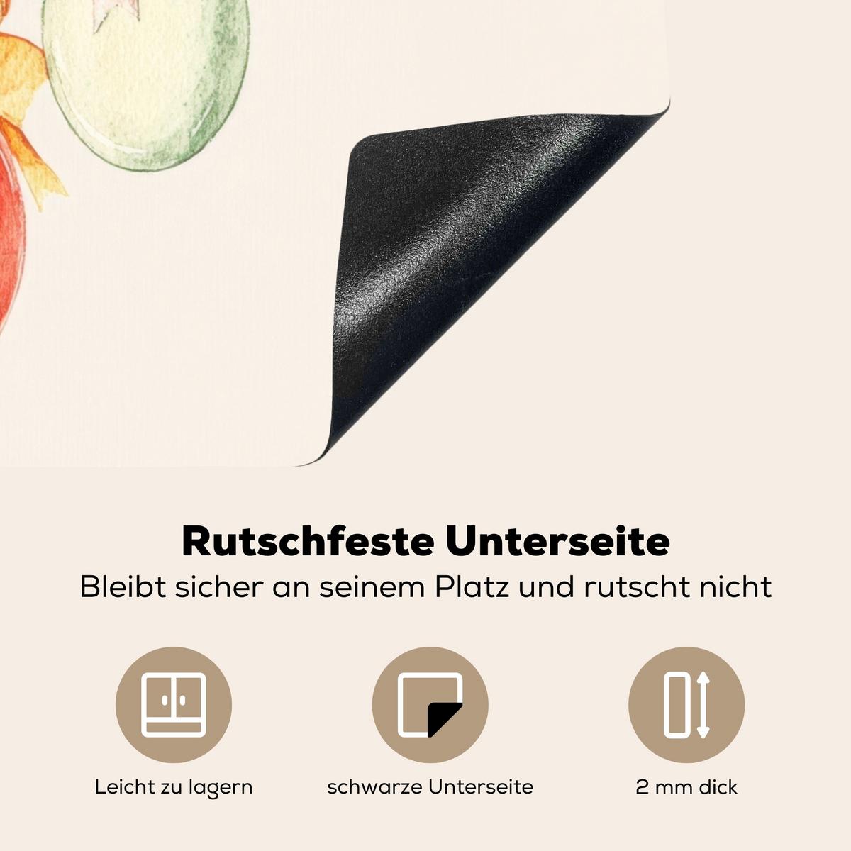 HERDABDECKPLATTE Osterkuchen - Schleife - Eier Induktionsmatte 71x52 cm - Creme, Kunststoff (71/52/0.2cm) - MuchoWow