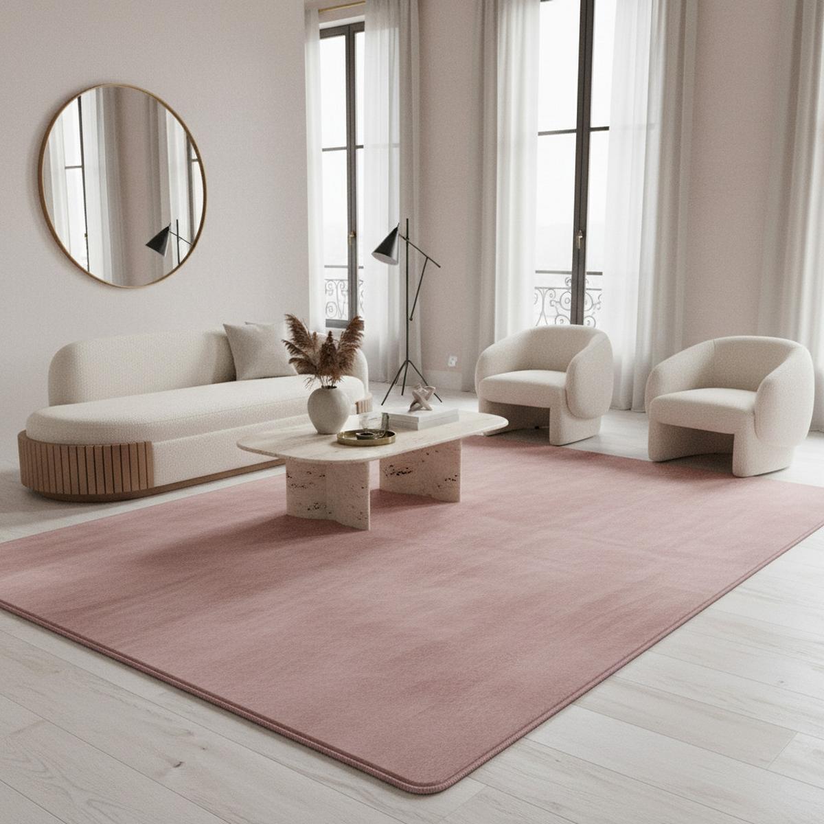 KURZFLORTEPPICH Waschbar ISAR, einfarbig, aus Polyester, Rosa, 80 x 250 cm - Rosa, Textil (250/80cm) - KADIMA DESIGN