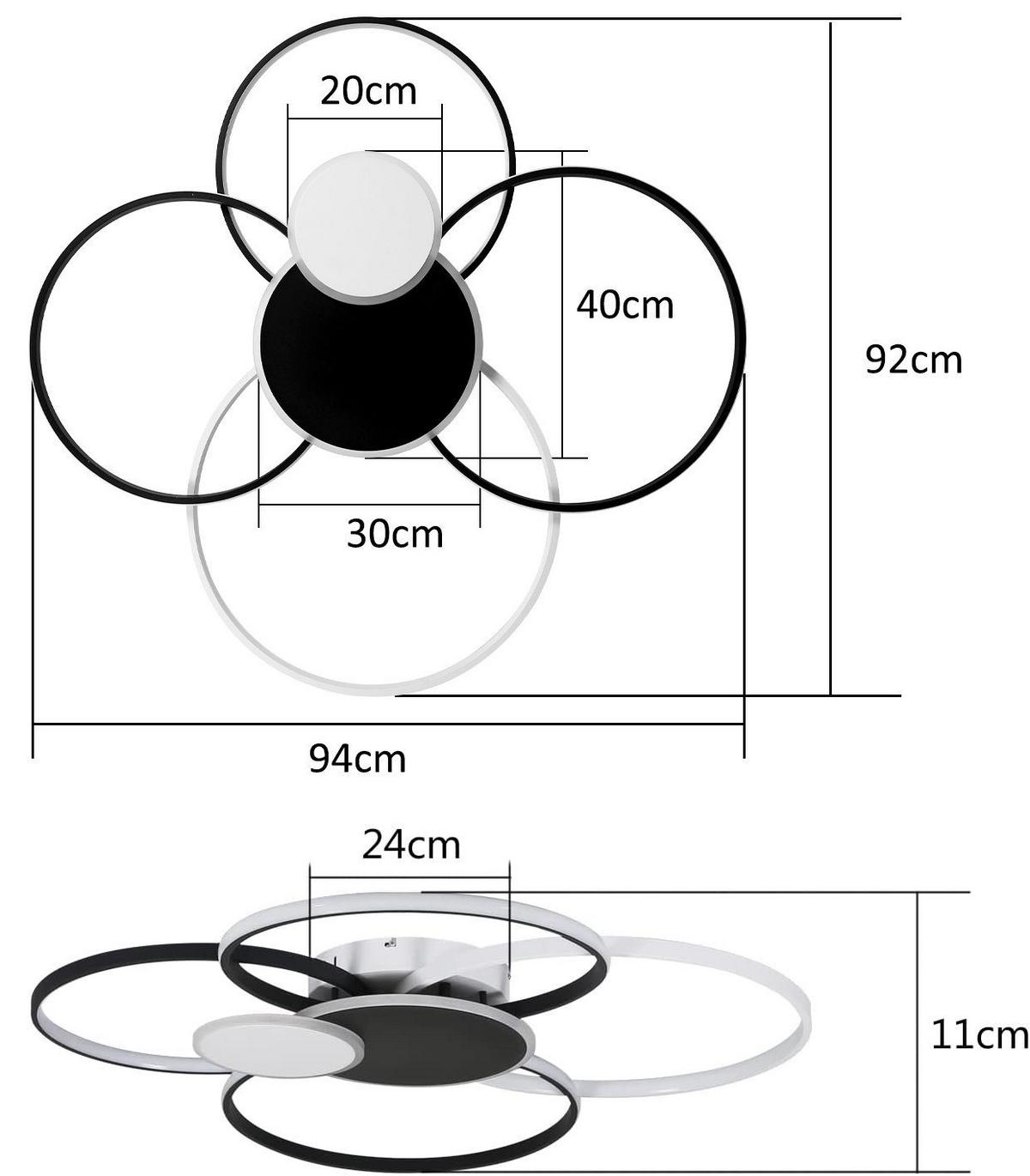 LED-DECKENLEUCHTE Ares 94/92/11cm - Schwarz, Metall (94/92/11cm) - ZMH