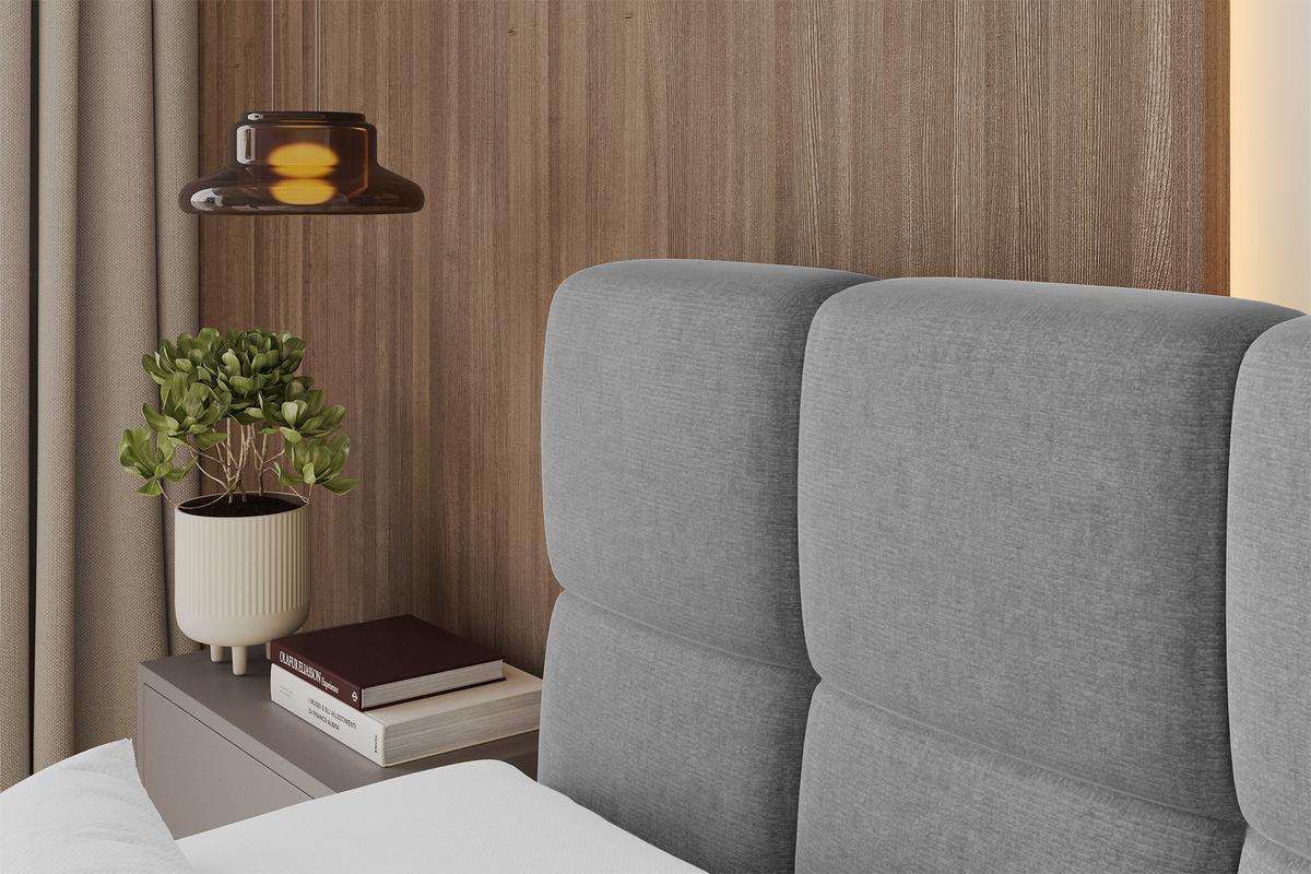 BOXBETT mit Matratze H4 - FAMA-Z - 160x200 cm Grau Monolith - Graphitfarben, Holzwerkstoff - ALTDECOR