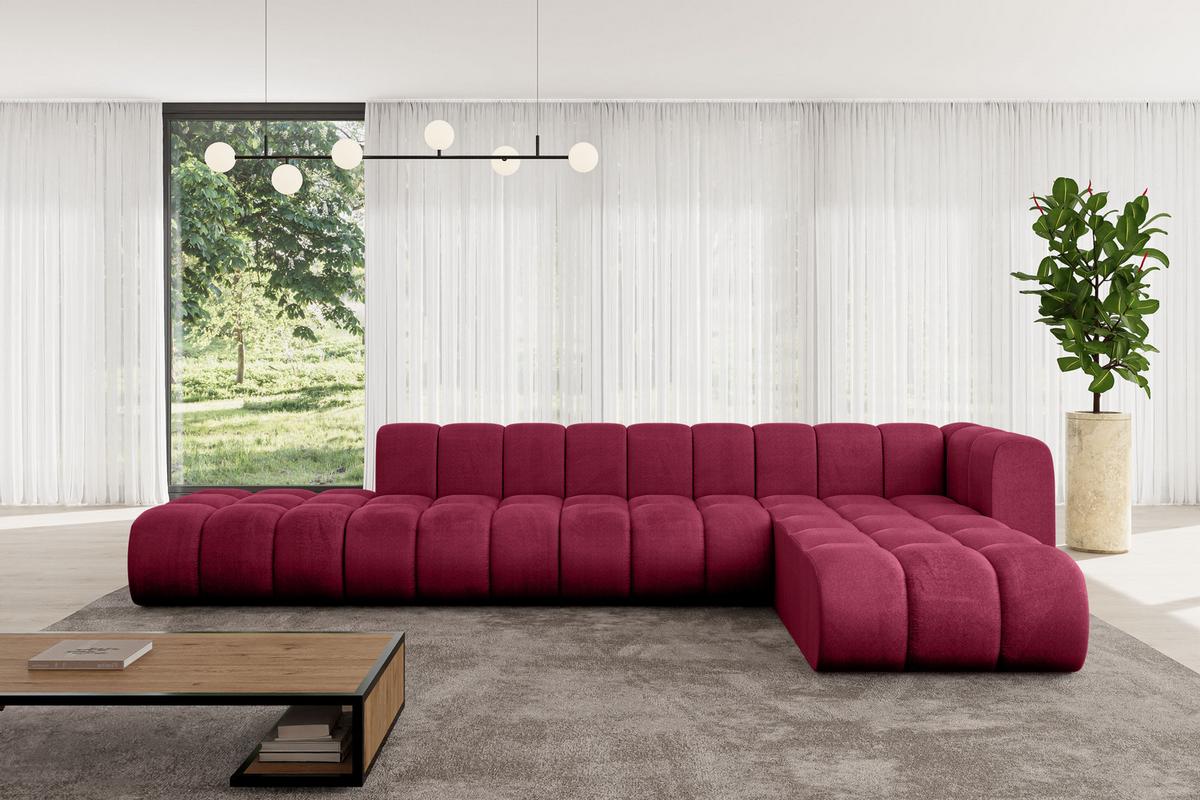 ECKSOFA modulares Sofa Zuvon-L2 - 387x177x70 cm Bordeauxrot - Bordeaux, Holzwerkstoff/Textil (387/177cm) - ALTDECOR