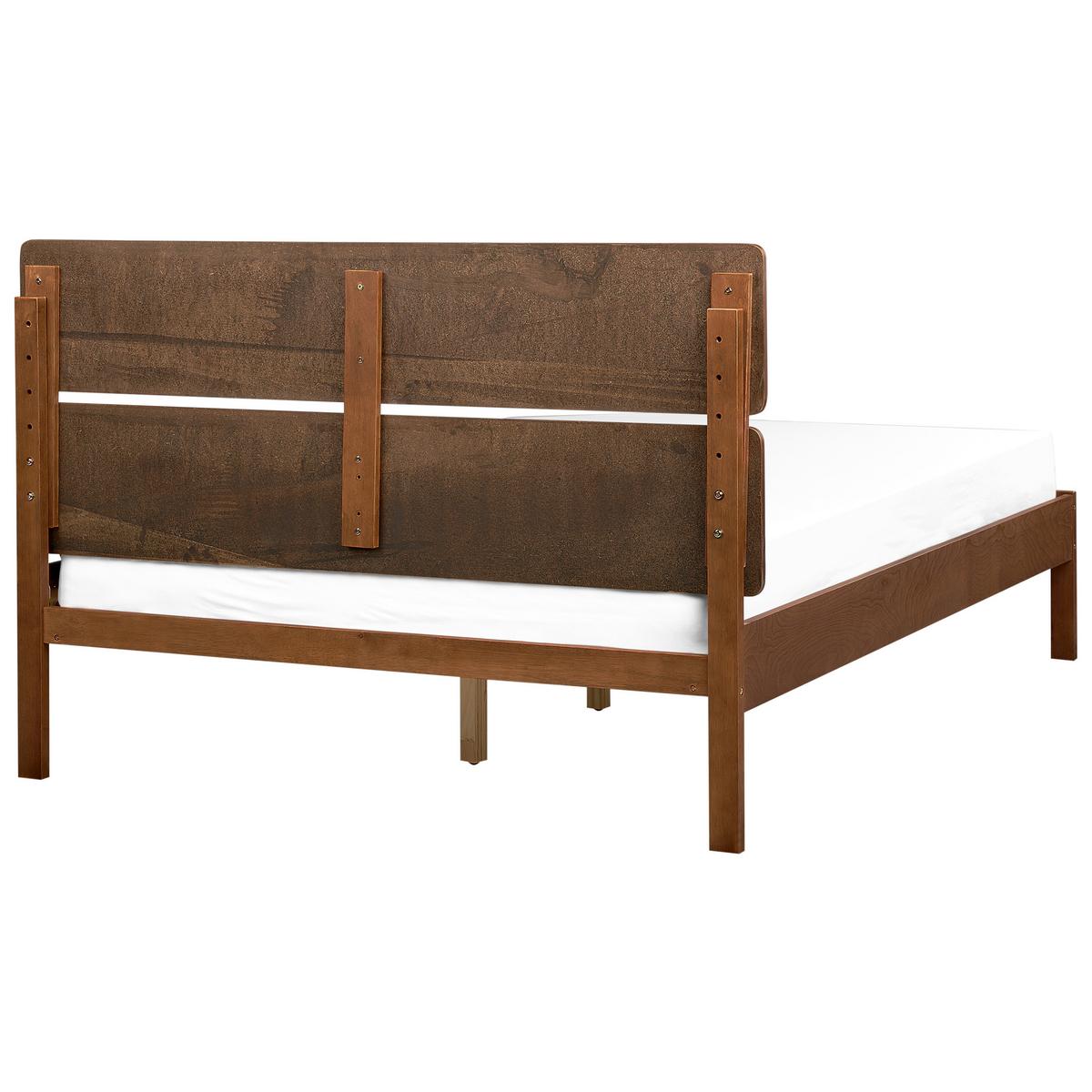 BETT mit Lattenrost 140/200 cm Gummibaumholz Dunkelbraun Boisset - Dunkelbraun, Holz (140/200cm) - Beliani