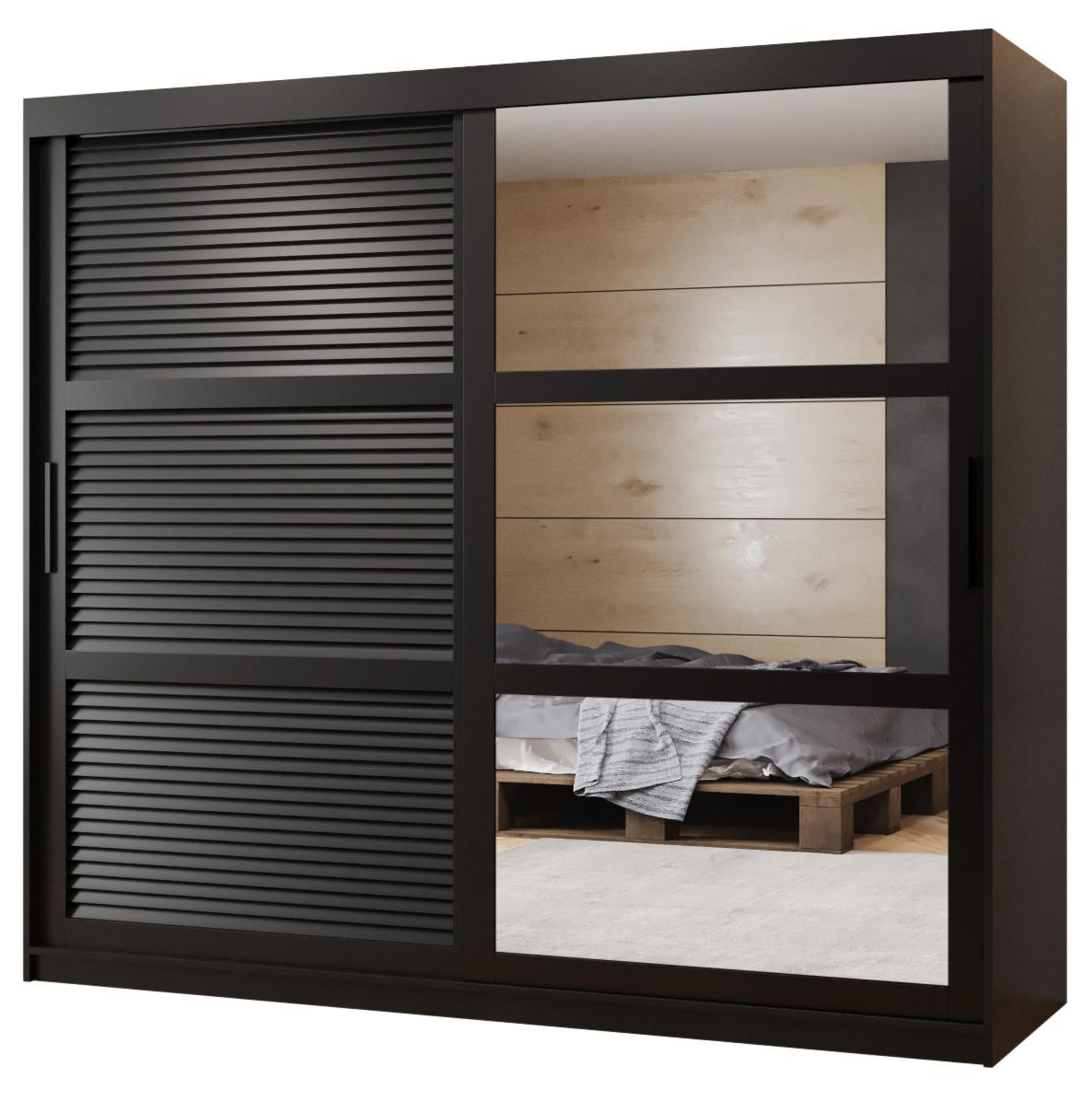 SCHWEBETÜRENSCHRANK 200/200/62 2-türig - Schwarz, Holz/Kunststoff (200/200/62cm) - MÖBEL KRYSPOL