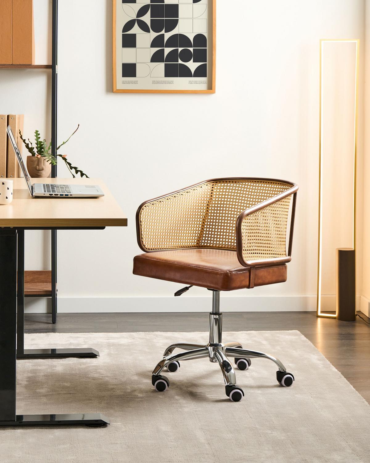 SCHREIBTISCHSTUHL Kunstleder Braun Tucson - Braun, Kunststoff (50/75/50cm) - Beliani