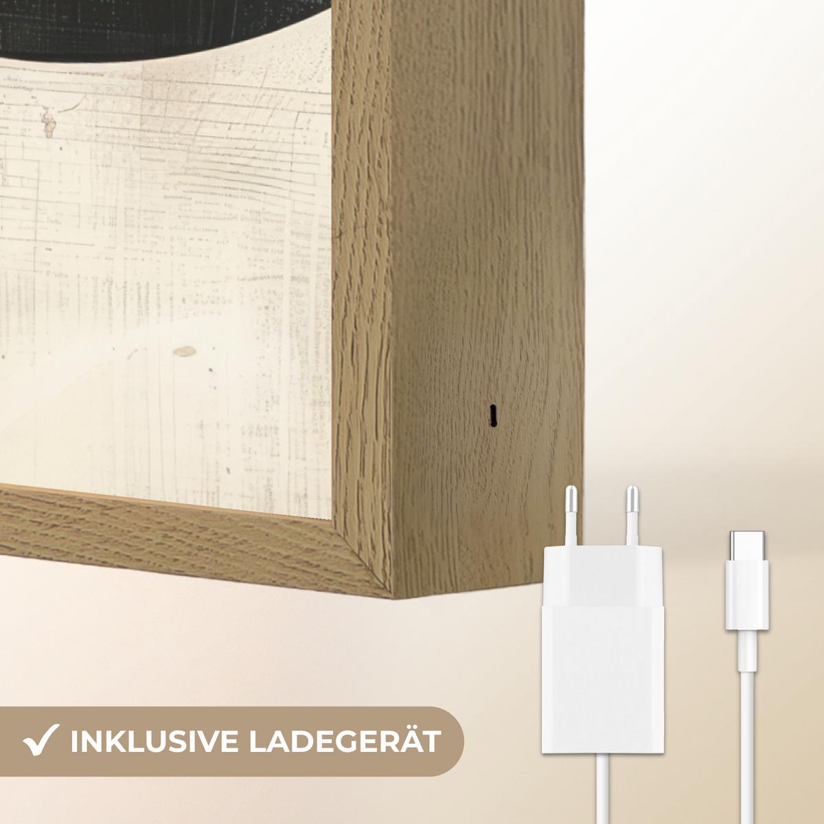 WANDLEUCHTE MIT AKKU Abstrakt - Modern - Schwarz - Gold 40x60 cm - Sandfarben, Holzwerkstoff (40/60/8cm) - OnlyWow